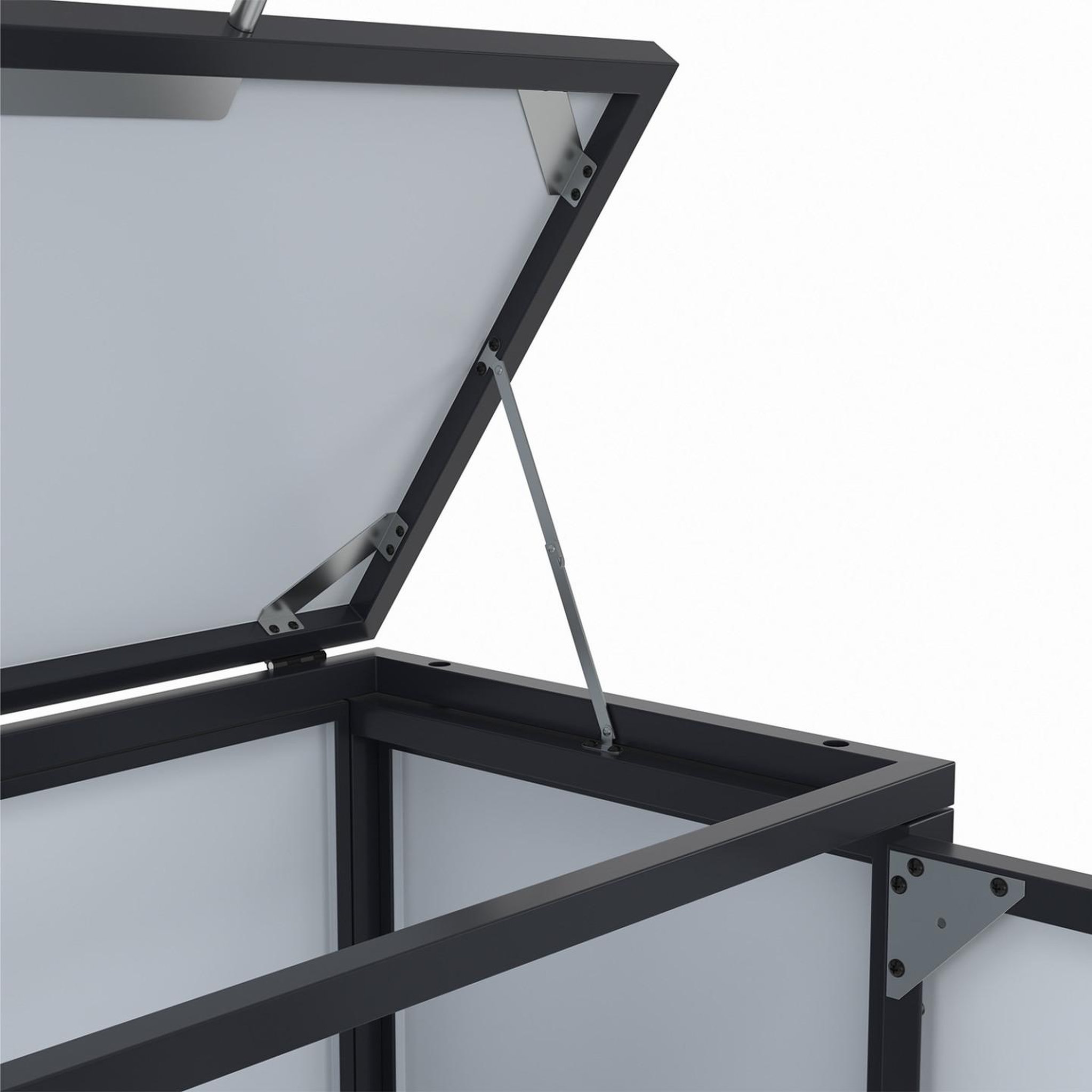 Voir la diapositive 6 : ID MARKET Armoire de jardin en métal 70 x 40 x 80 cm gris anthracite avec toit relevable double porte et étagère
