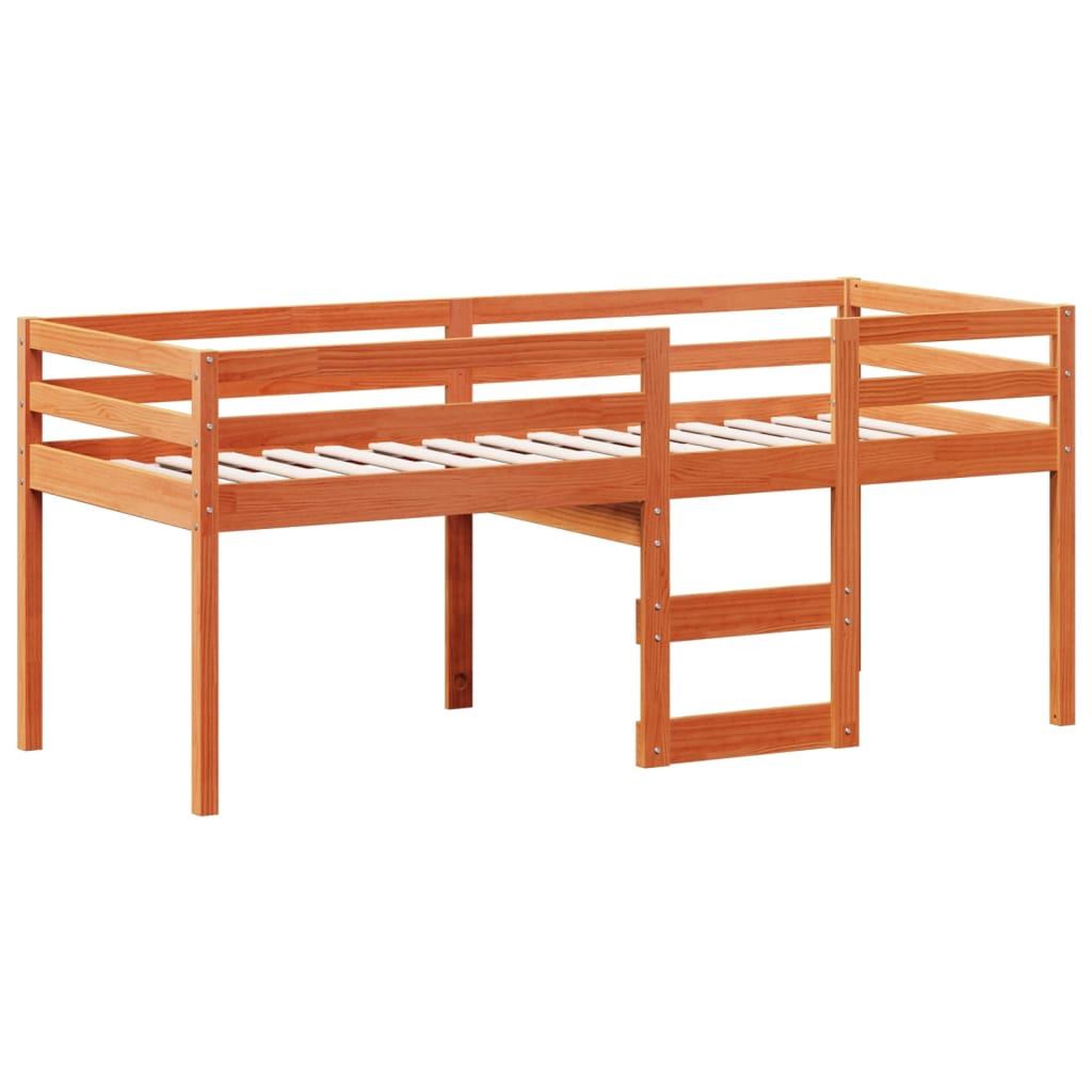 Voir la diapositive 5 : VIDAXL Lit haut sans matelas cire marron 90x200 cm bois de pin massif