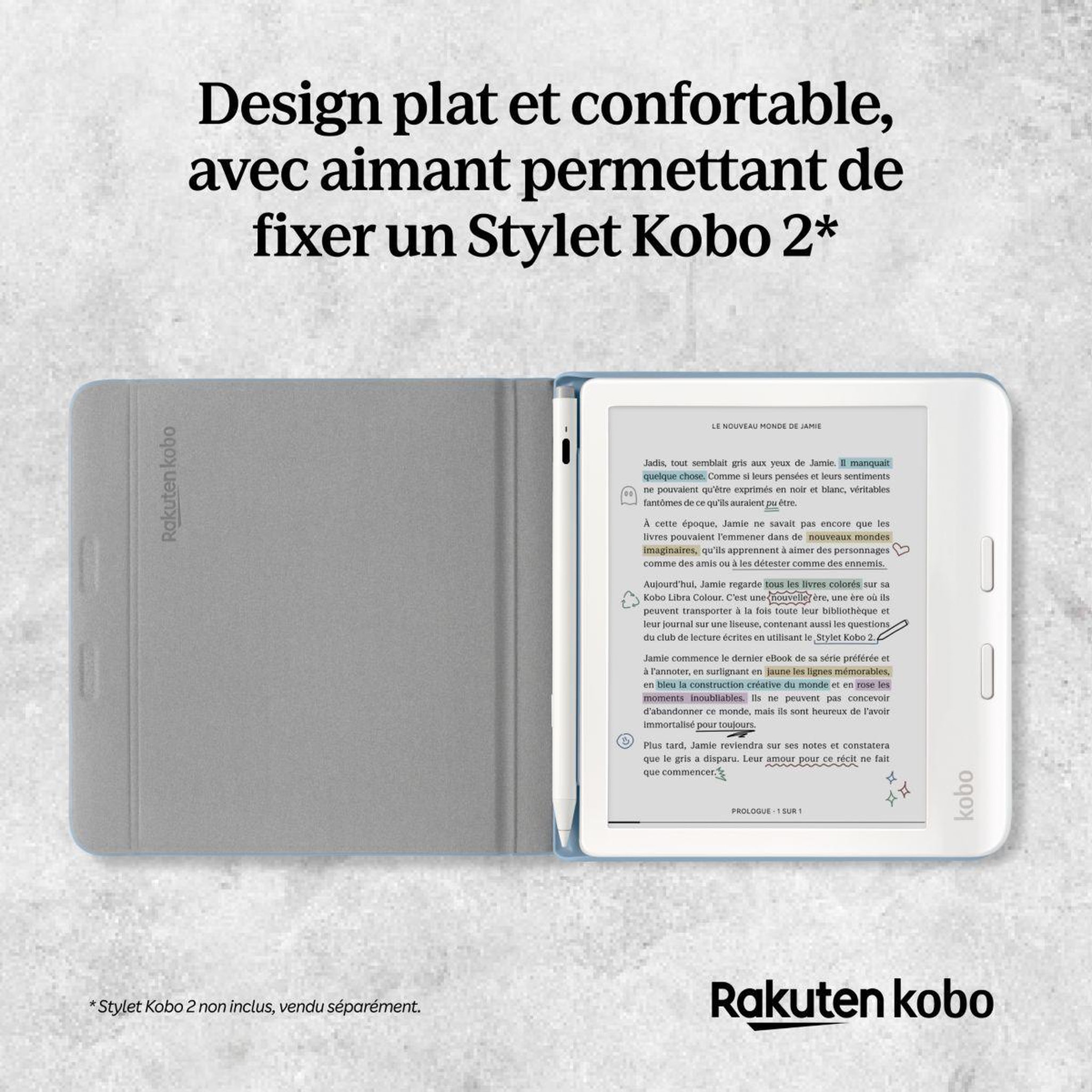 Voir la diapositive 4 : kobo Pochette Libra Cover Notebook Bleu