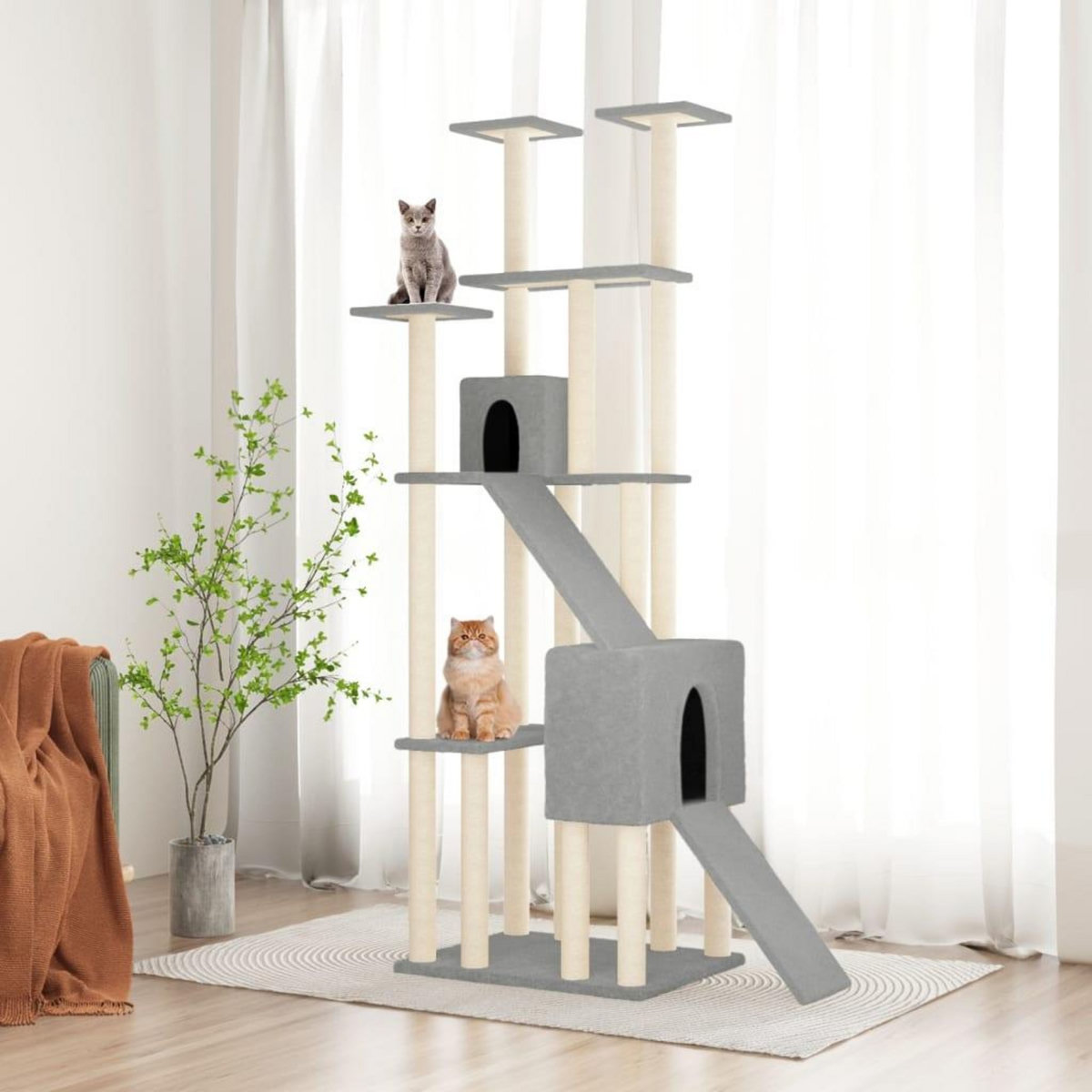 VIDAXL Arbre a chat avec griffoirs en sisal Gris clair 190 cm