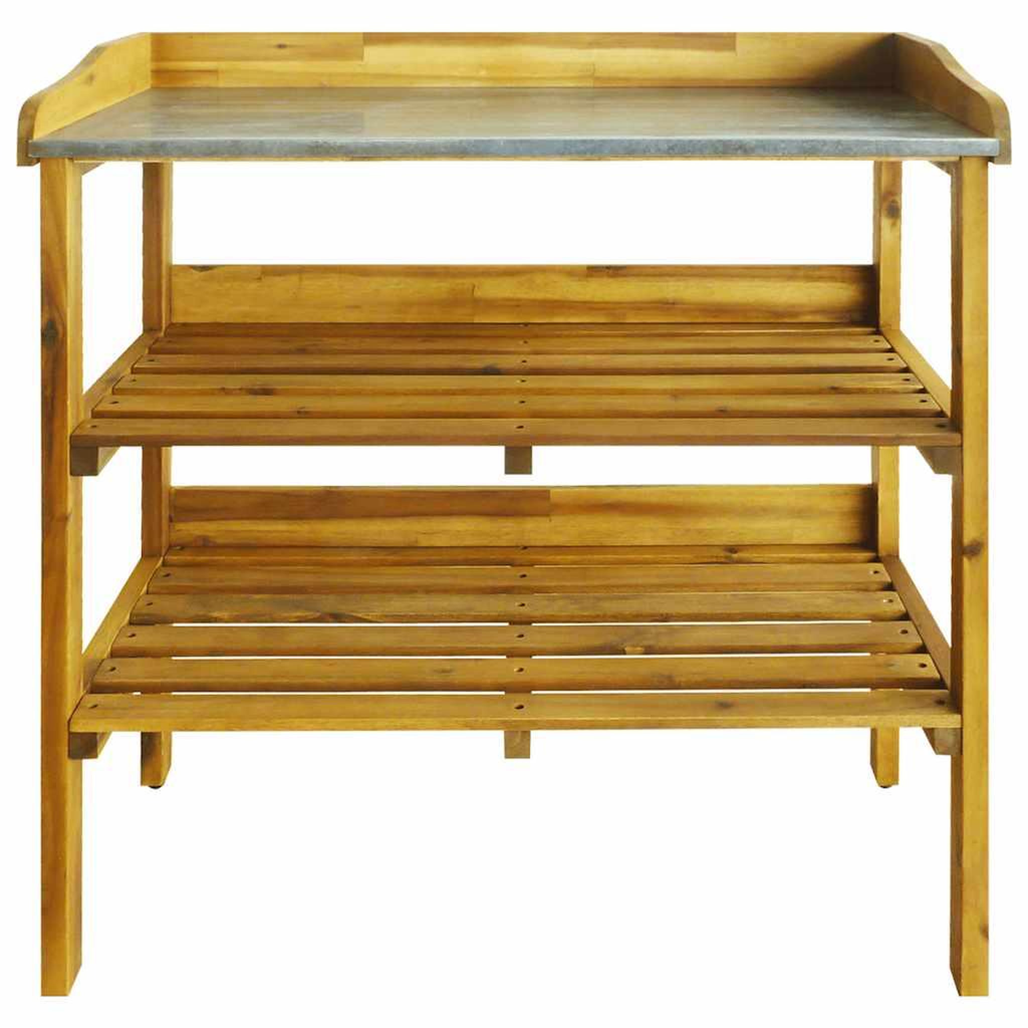 Voir la diapositive 4 : VIDAXL Banc a jardiniere avec 2 etageres bois massif d'acacia et zinc