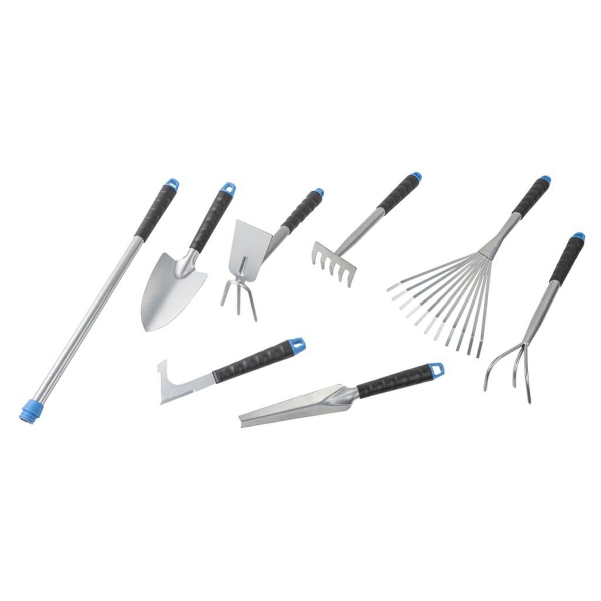 HI HI Ensemble d'outils de jardin 8 pcs Argente Metal