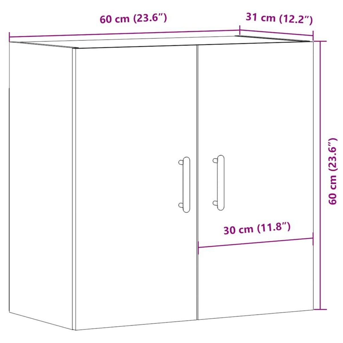 VIDAXL Armoire murale vieux bois 60x31x60 cm bois d'ingenierie