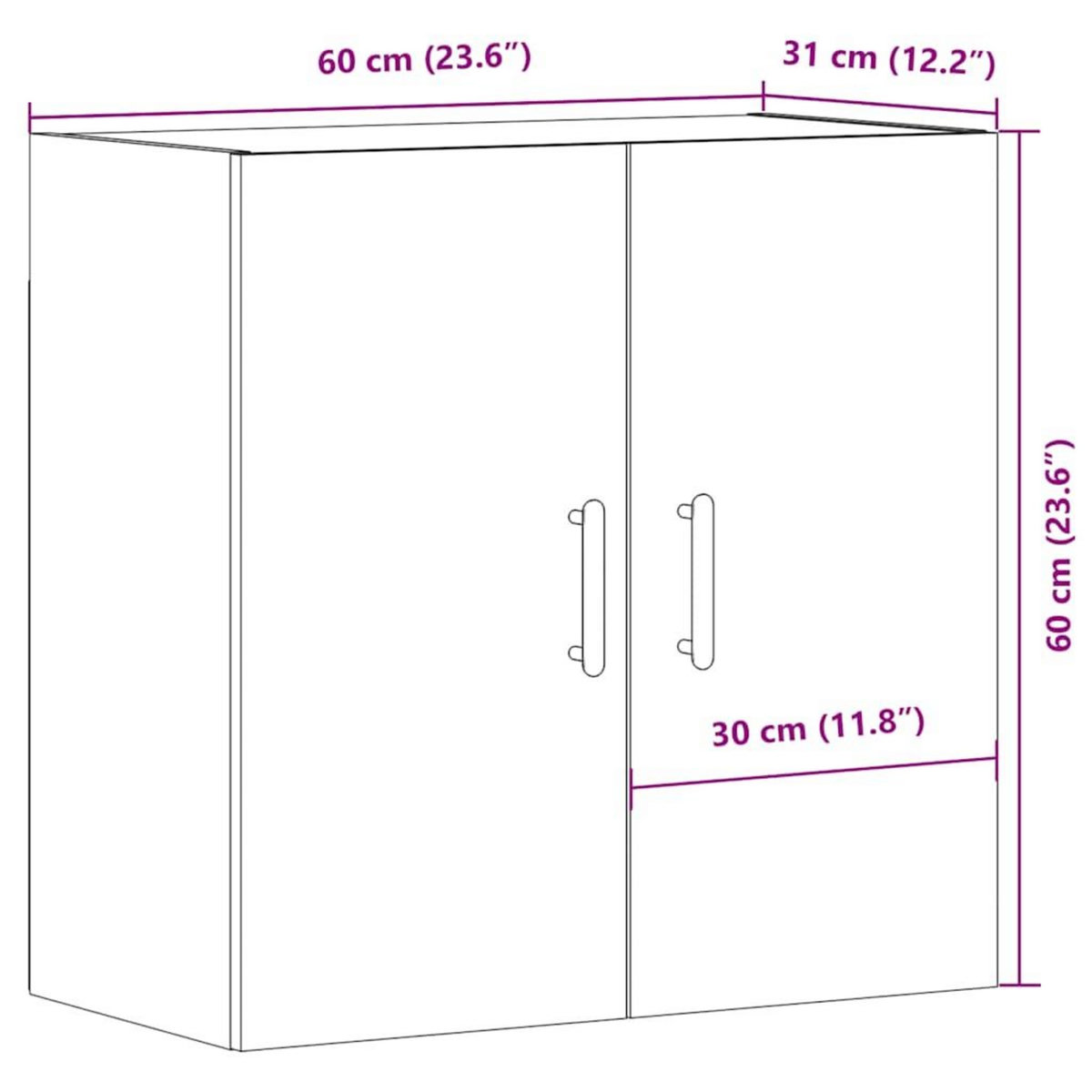 VIDAXL Armoire murale vieux bois 60x31x60 cm bois d'ingenierie