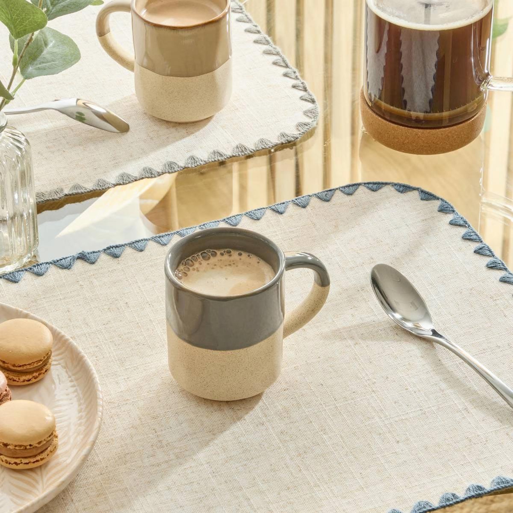 Voir la diapositive 3 : SECRET DE GOURMET Lot de 6 mugs en faïence  kate  20cl gris