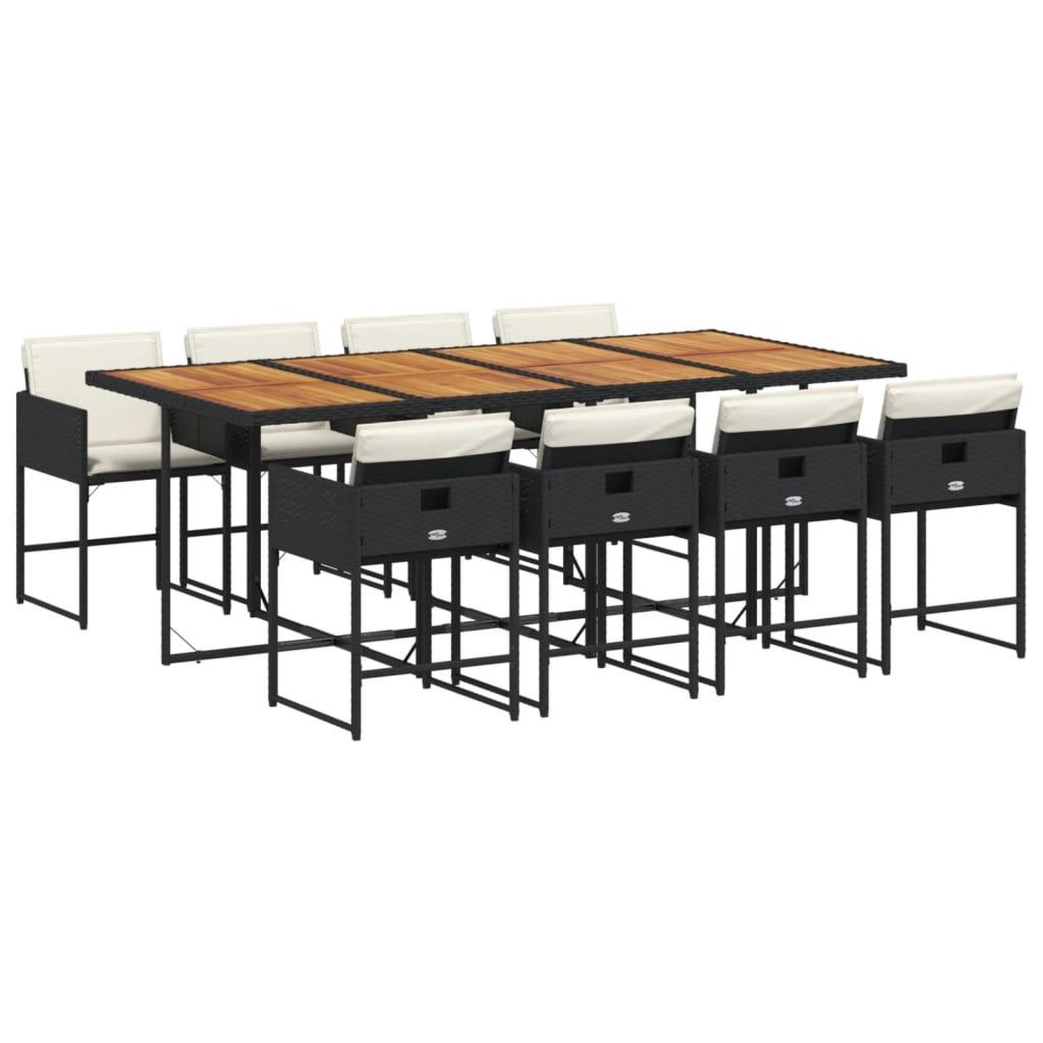 Voir la diapositive 2 : VIDAXL Ensemble a manger de jardin 9pcs coussins noir resine tressee