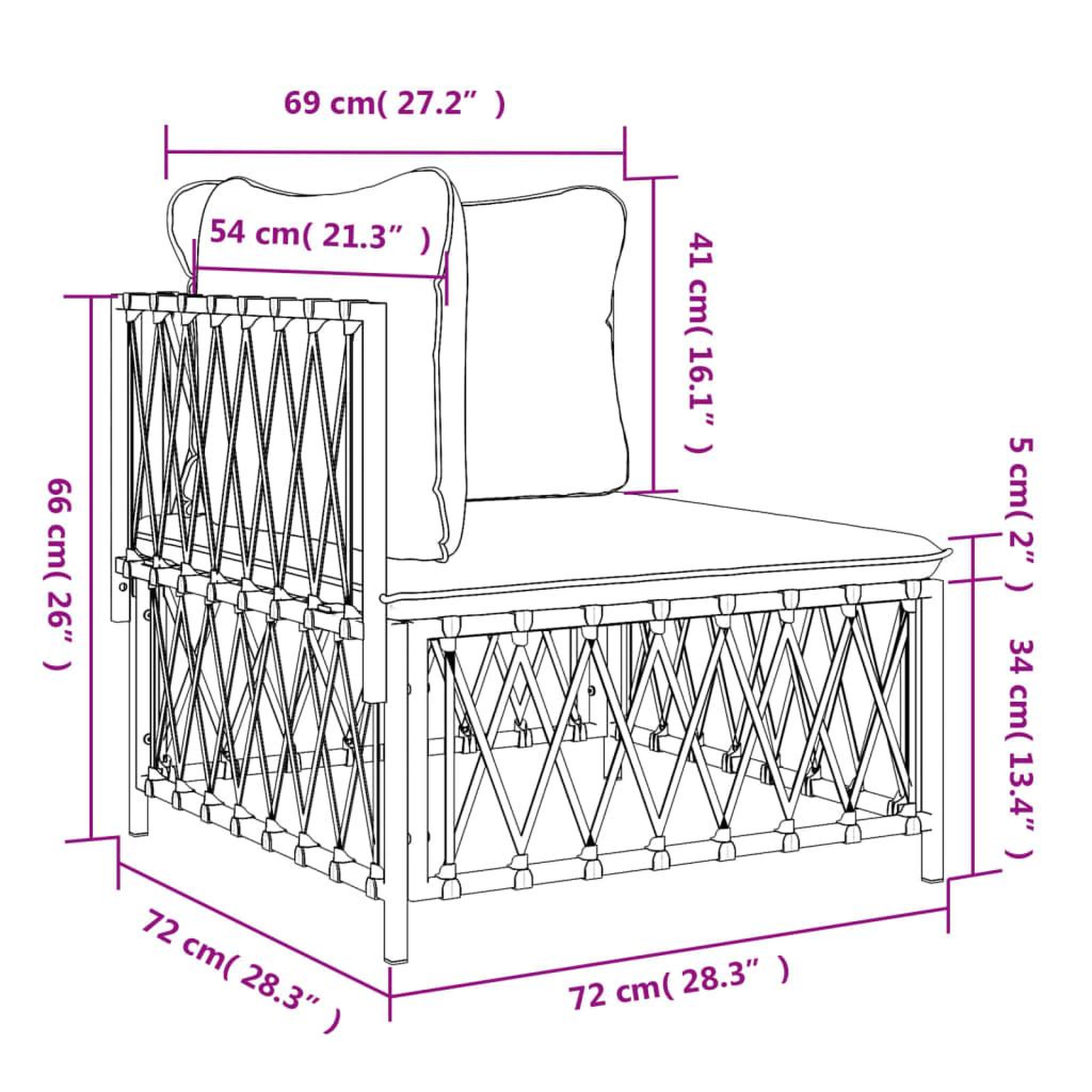 Voir la diapositive 6 : VIDAXL Canape d'angle de jardin avec coussins blanc tissu tisse