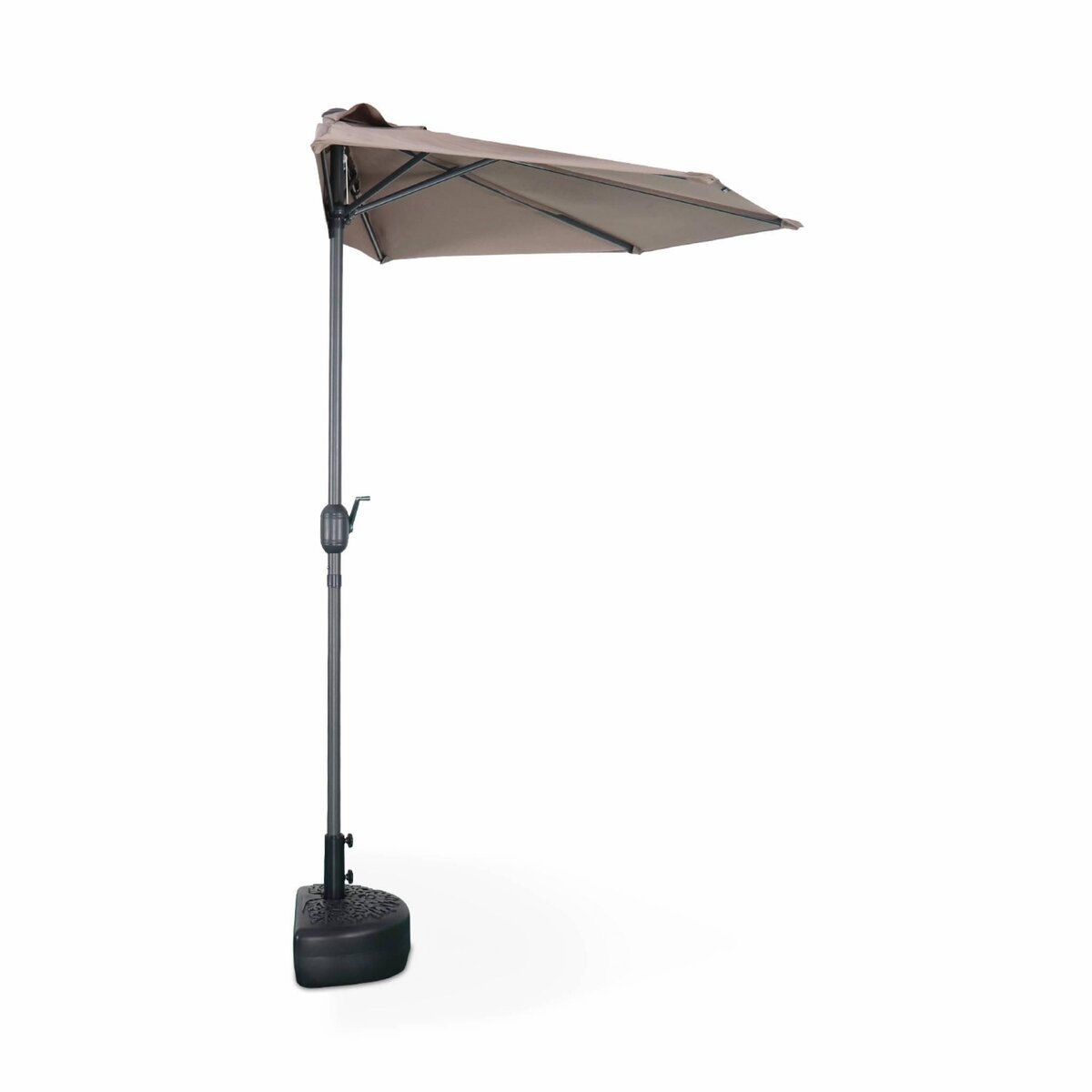 SWEEEK Parasol de balcon Ø250cm  – CALVI – Demi-parasol droit, mât central en aluminium avec manivelle d'ouverture