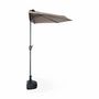 Voir la diapositive 4 : SWEEEK Parasol de balcon Ø250cm  – CALVI – Demi-parasol droit, mât central en aluminium avec manivelle d'ouverture