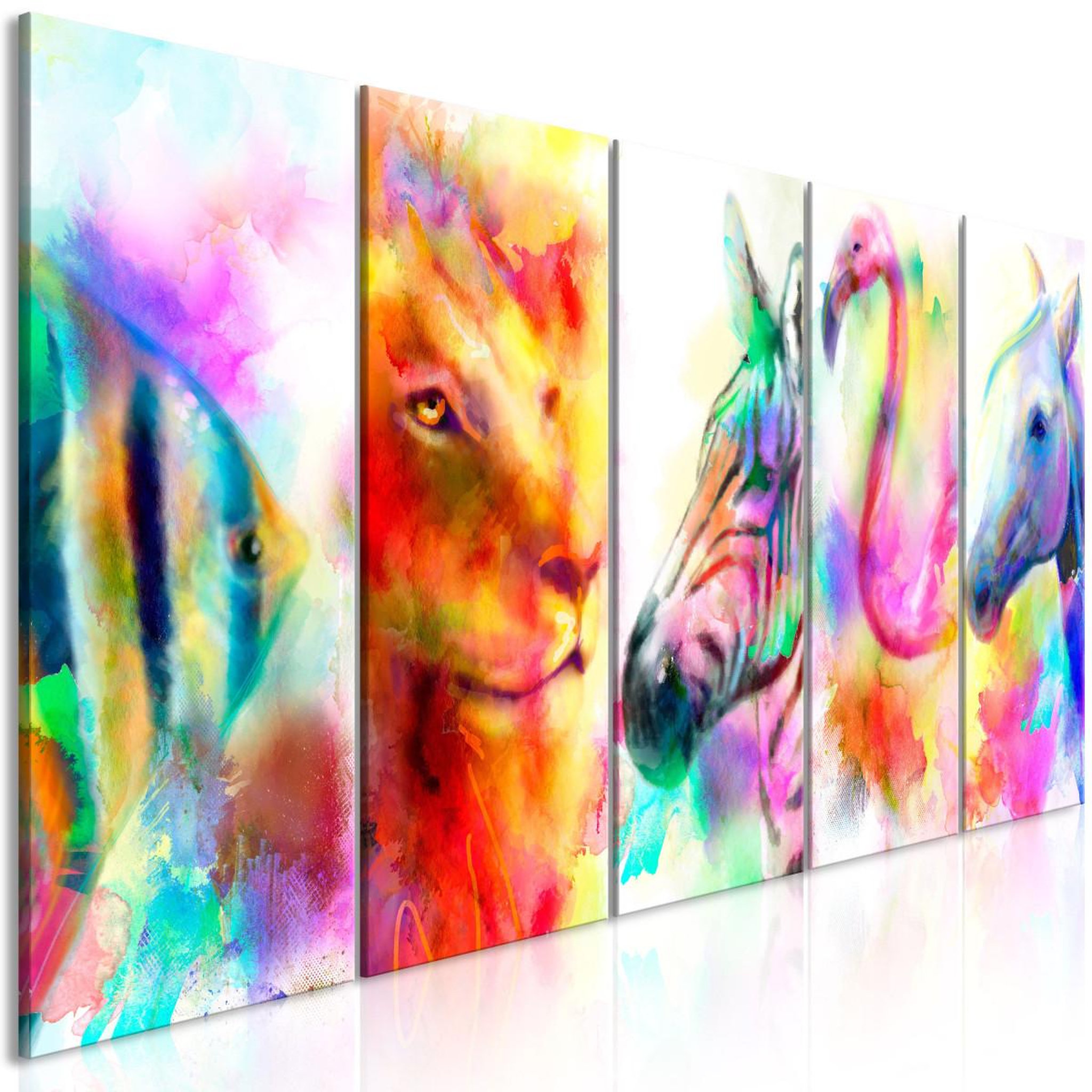 Paris Prix Tableau 5 panneaux  rainbow watercolours narrow. Coloris disponibles : Multicolore