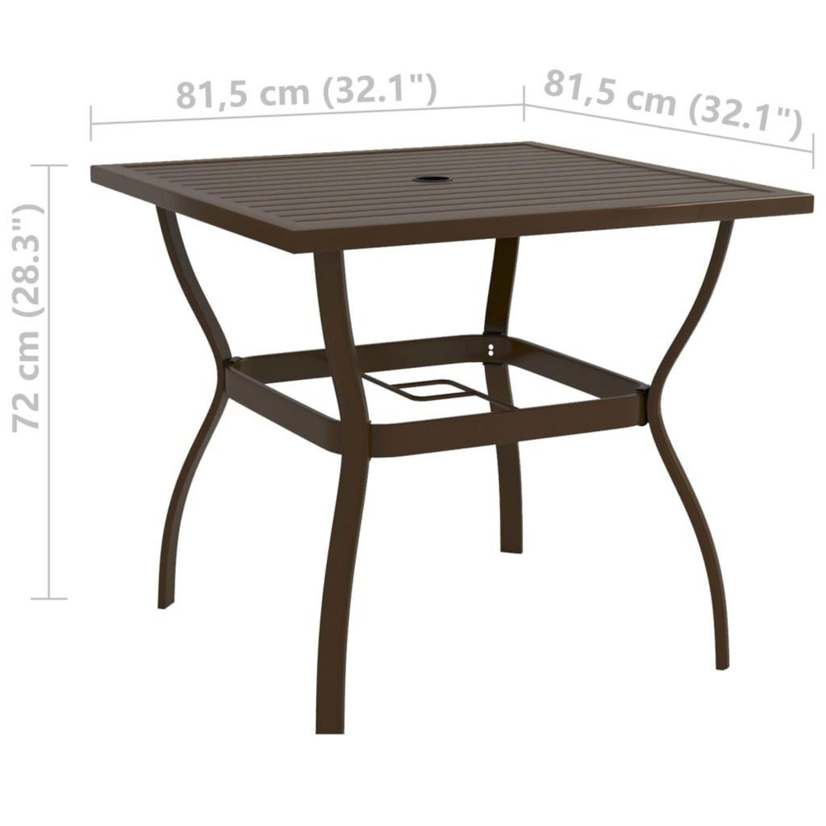 VIDAXL Table de jardin Marron 81,5x81,5x72 cm Acier