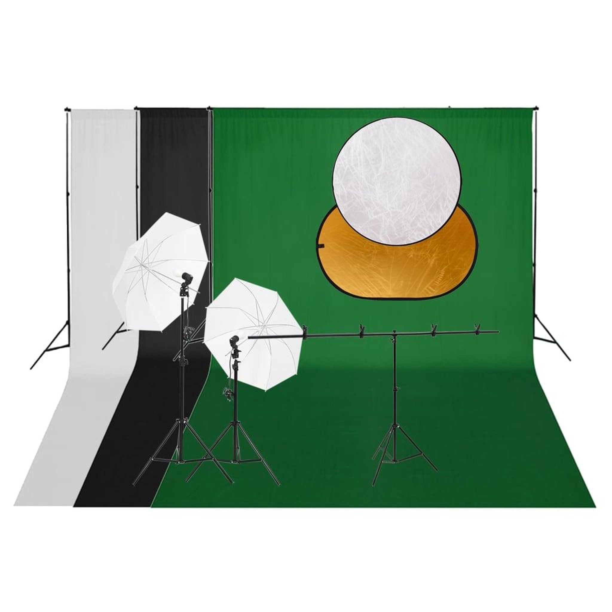 VIDAXL Kit de studio photo avec eclairage toile de fond et reflecteur