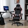 Voir la diapositive 4 : VINSETTO Chaise gaming - chaise de bureau gamer inclinable réglable repose-pieds rétractable coussins synthétique noir rose