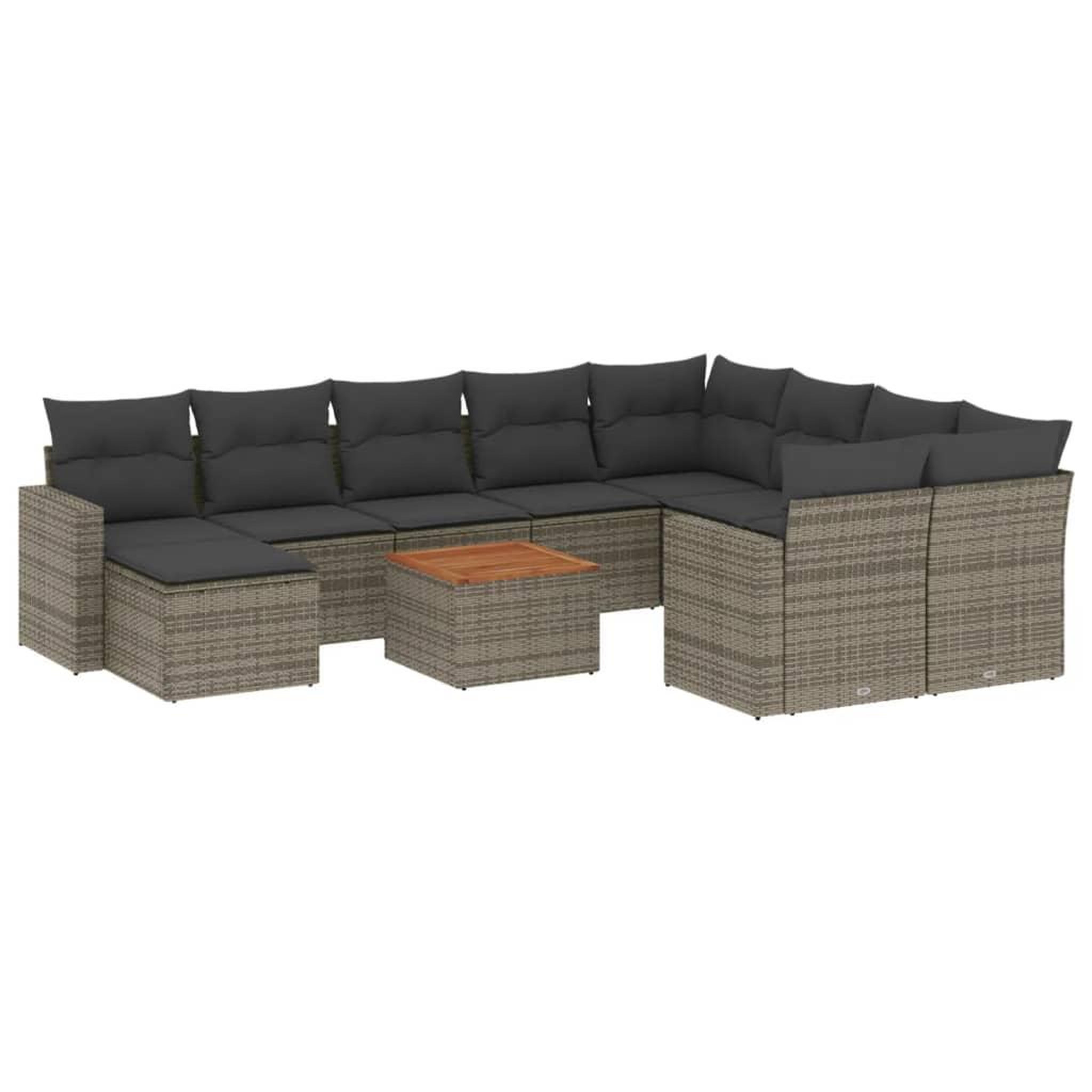 Voir la diapositive 2 : VIDAXL Salon de jardin 11 pcs avec coussins gris resine tressee