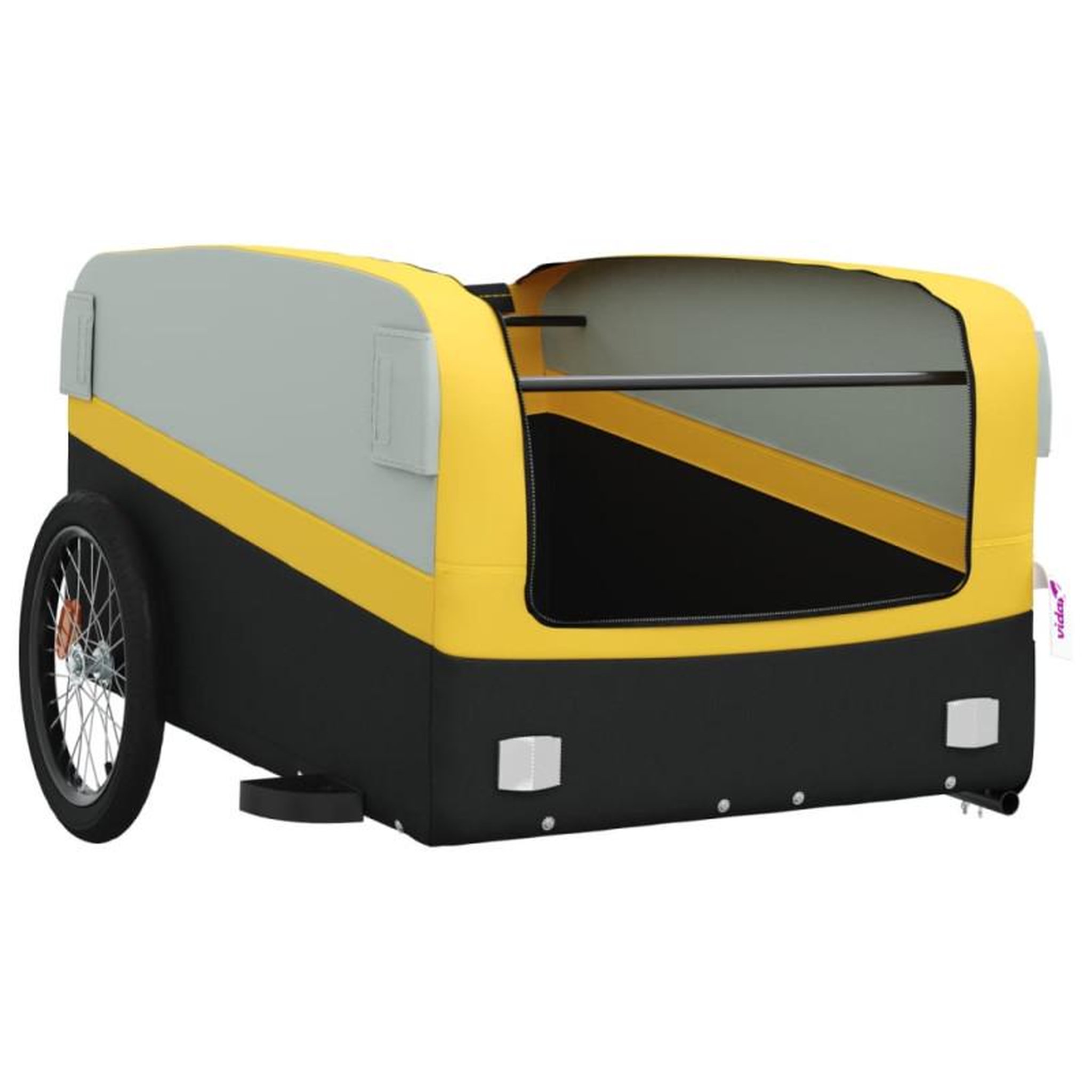 Voir la diapositive 5 : VIDAXL Remorque de vélo noir et jaune 45 kg fer