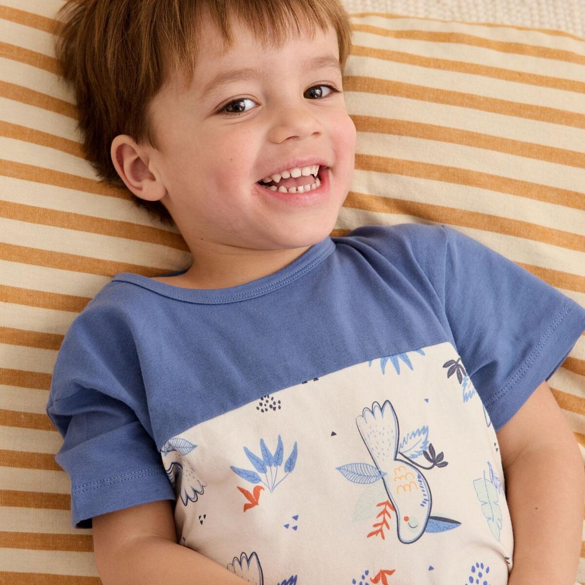 Petit Béguin Ensemble enfant t-shirt et pantalon en gaze de coton Mexico