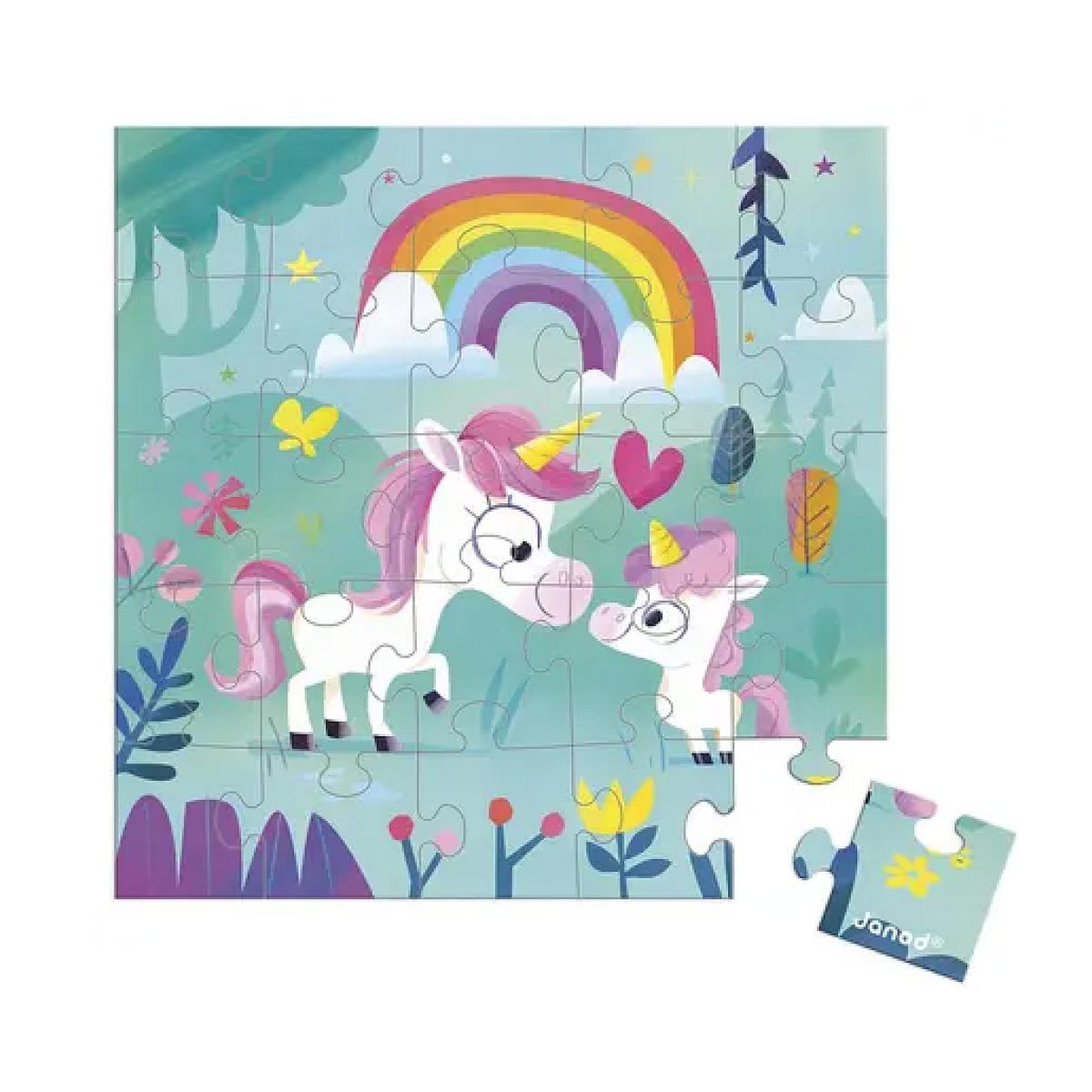 Voir la diapositive 2 : JANOD Carte Cadeau Puzzle 25 Pieces Famille Licornes