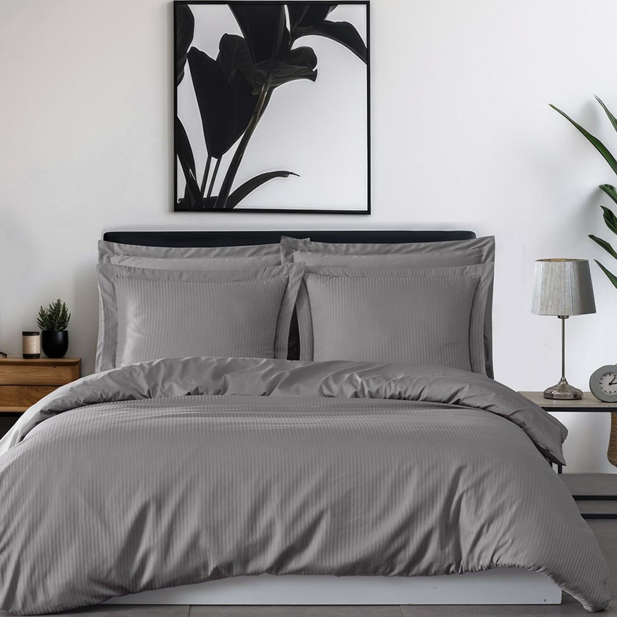 Sensei Maison Parure housse de couette rayée satin + 2 taies 65x65 cm VERSALUXE