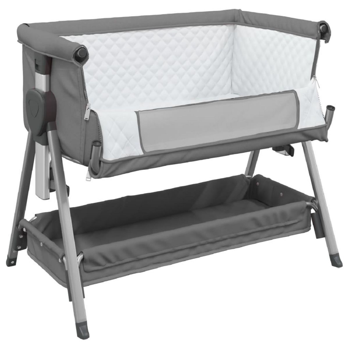VIDAXL Lit pour bebe avec matelas Gris fonce Tissu de lin
