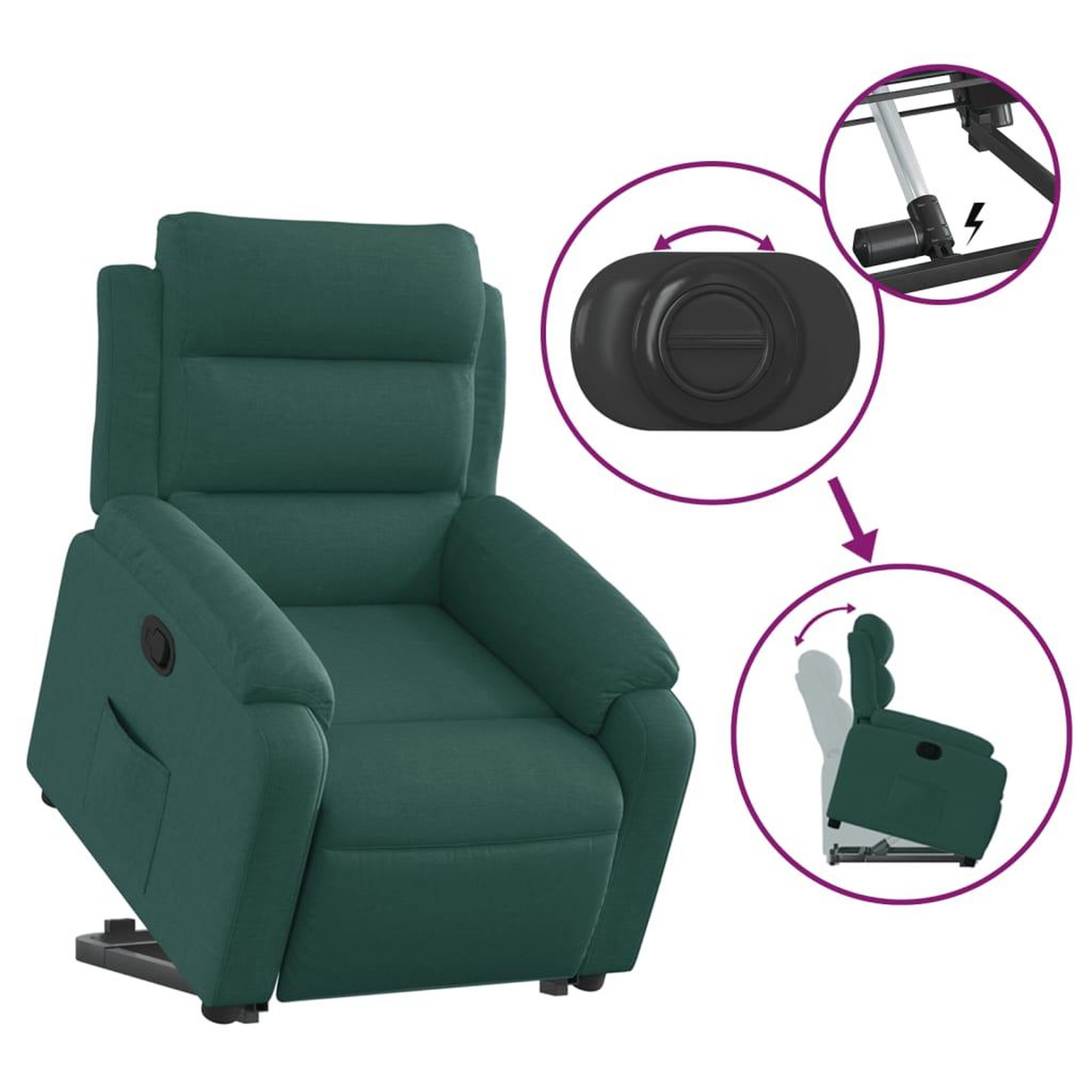 Voir la diapositive 5 : VIDAXL Fauteuil inclinable vert fonce tissu