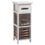 Voir la diapositive 1 : IDIMEX Chiffonnier PADUA en bois, 3 tiroirs, blanc et brun