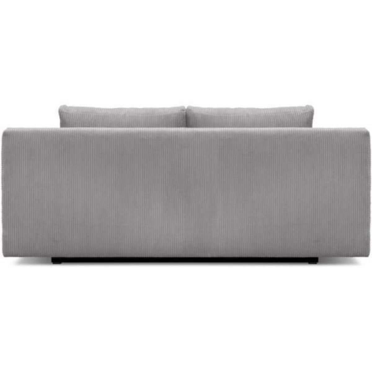 MARKET24 Banquette convertible 3 places MIKA - Velours côtelé gris clair - Coffre de rangement - L 192 x H 84 x P 93 cm