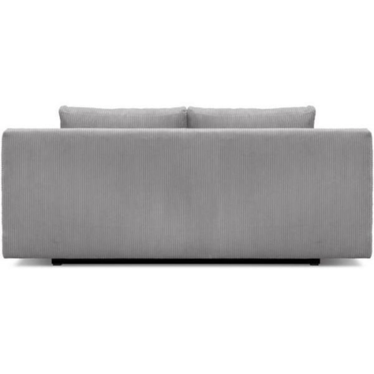 MARKET24 Banquette convertible 3 places MIKA - Velours côtelé gris clair - Coffre de rangement - L 192 x H 84 x P 93 cm