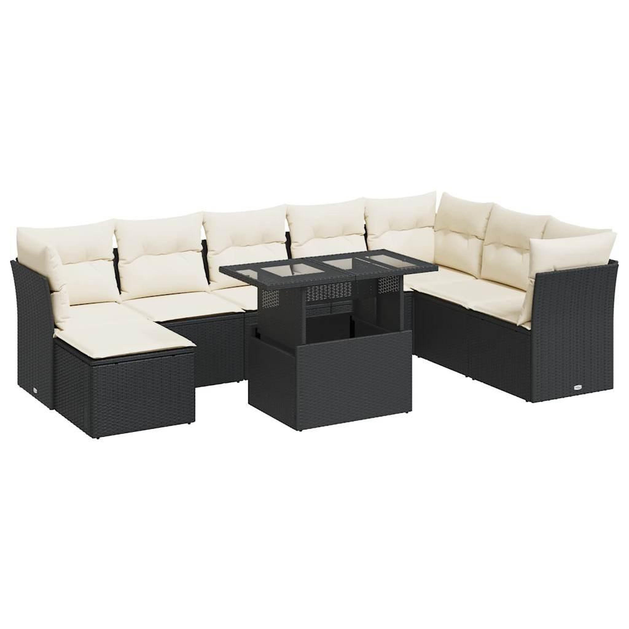 Voir la diapositive 2 : VIDAXL Salon de jardin 9 pcs avec coussins noir resine tressee