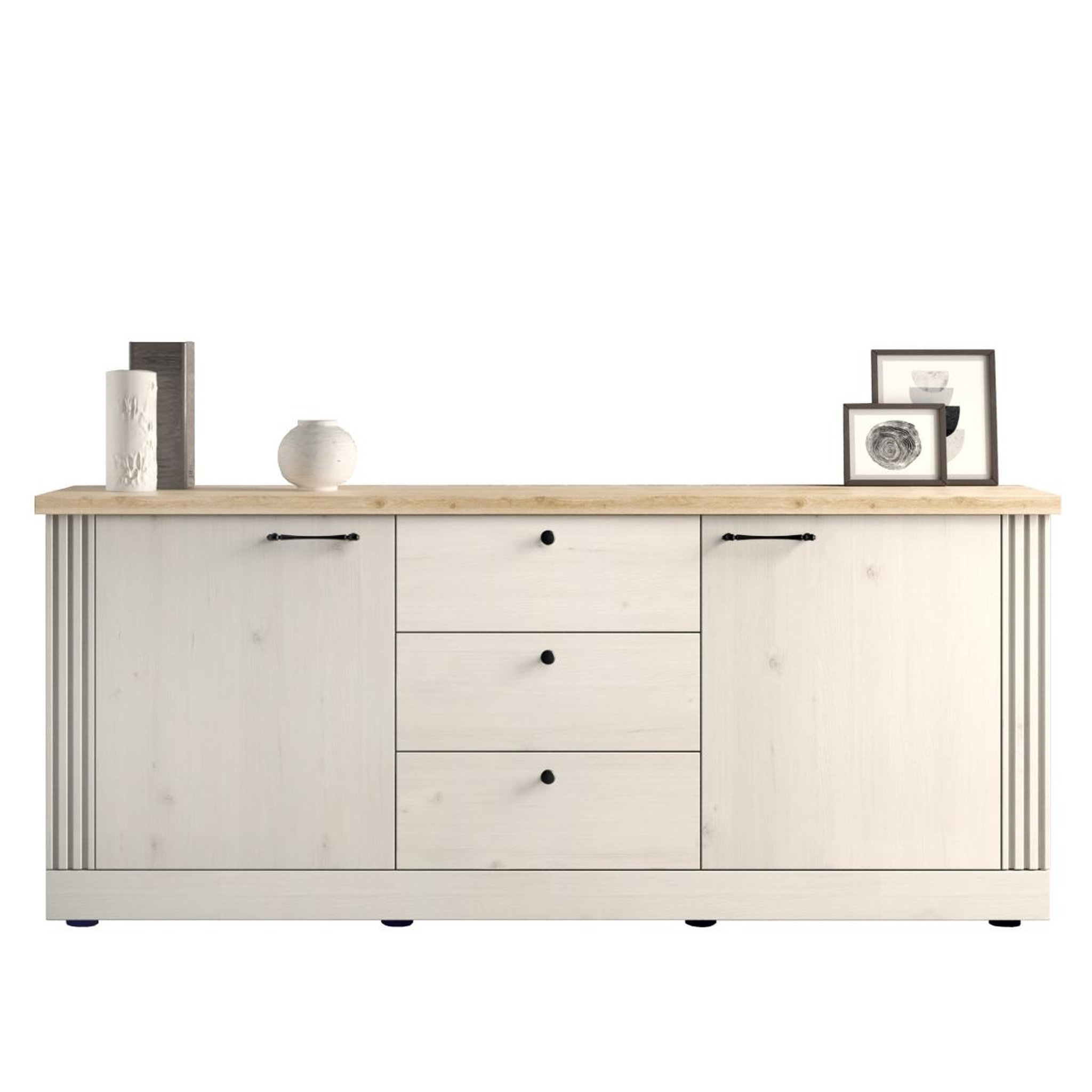 JLC KREATION Buffet moderne 2 portes-3 tiroirs coloris chêne naturel YANIS