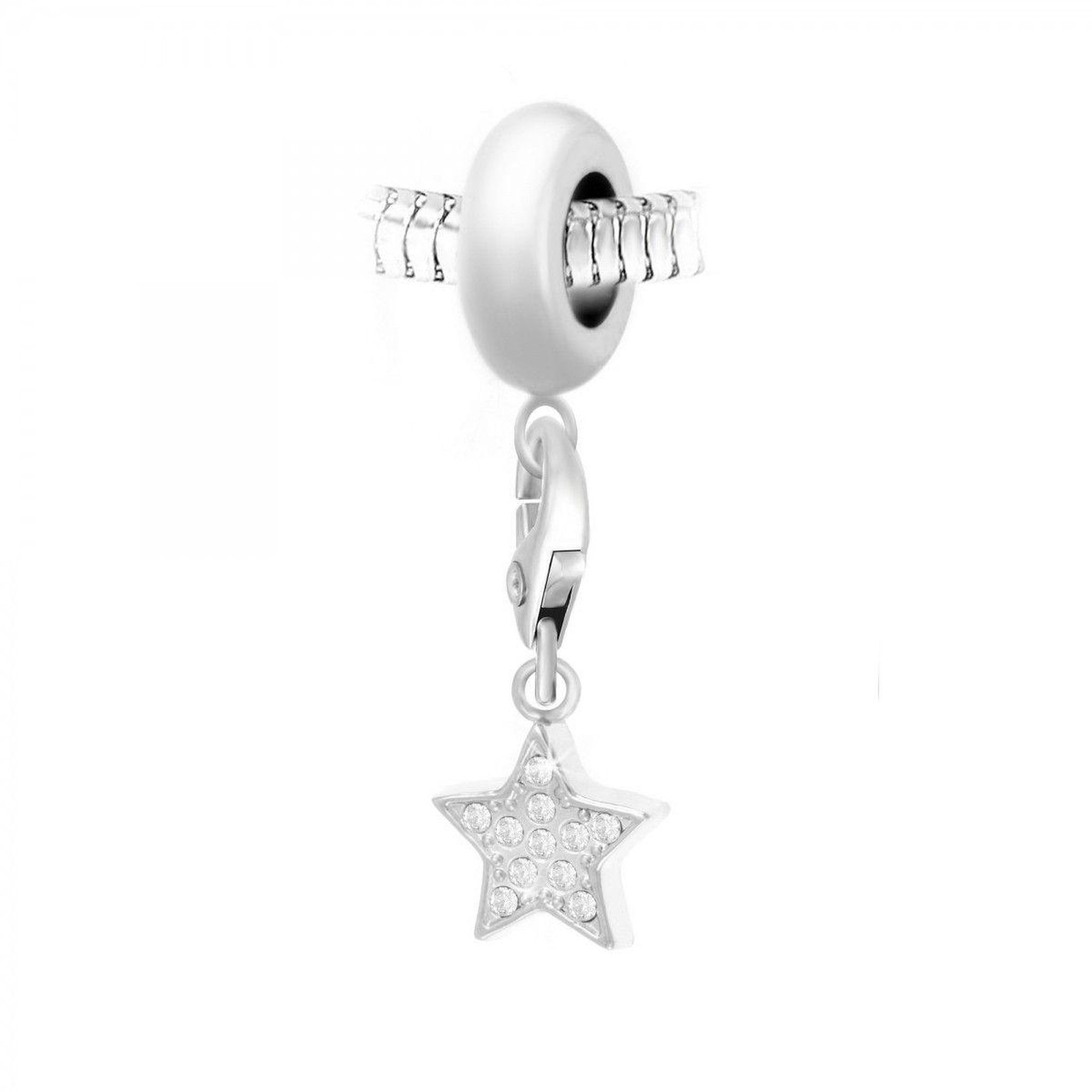 SC CRYSTAL Charm perle SC Crystal en acier avec pendentif étoile orné de Cristaux scintillants
