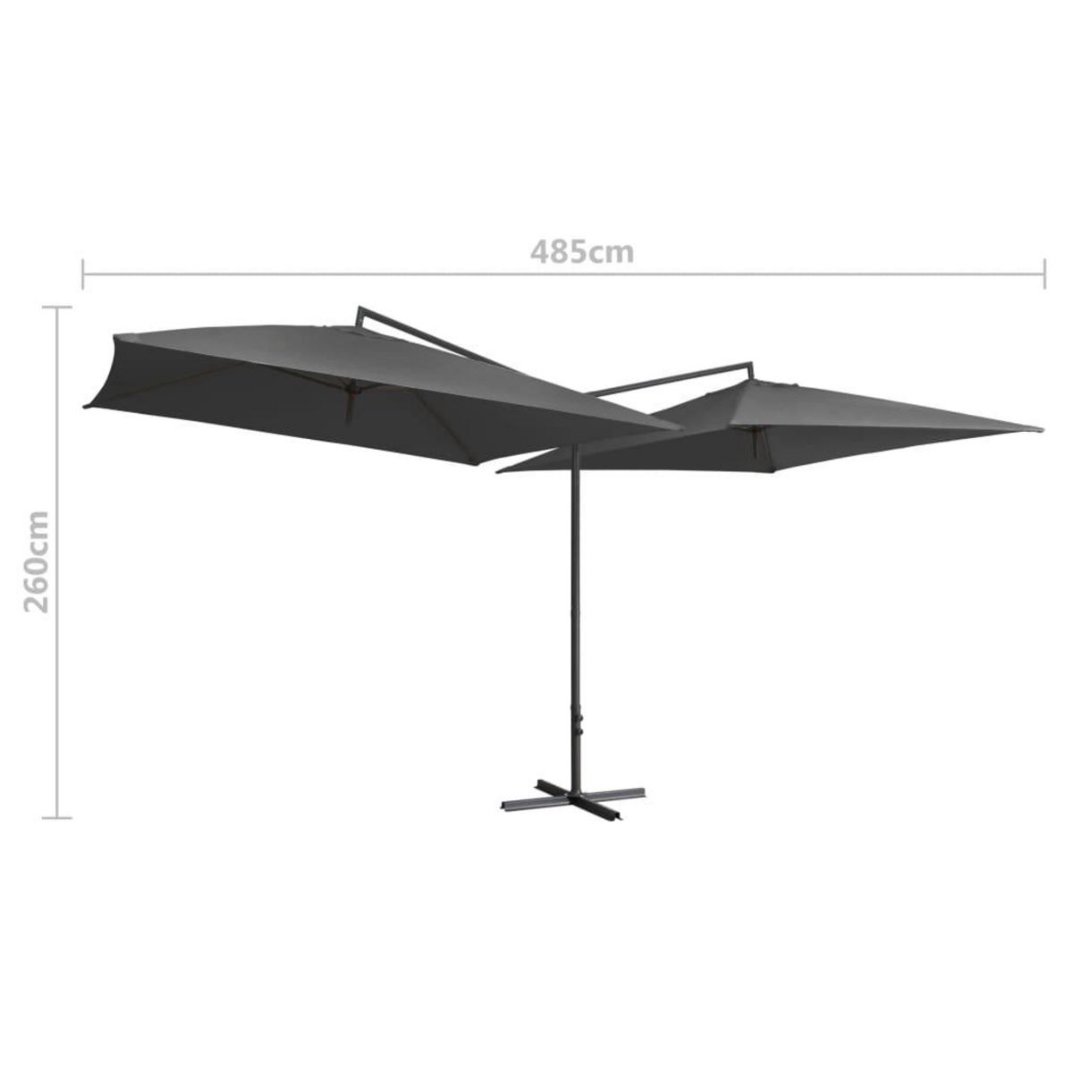 VIDAXL Parasol double avec mat en acier 250 x 250 cm Anthracite