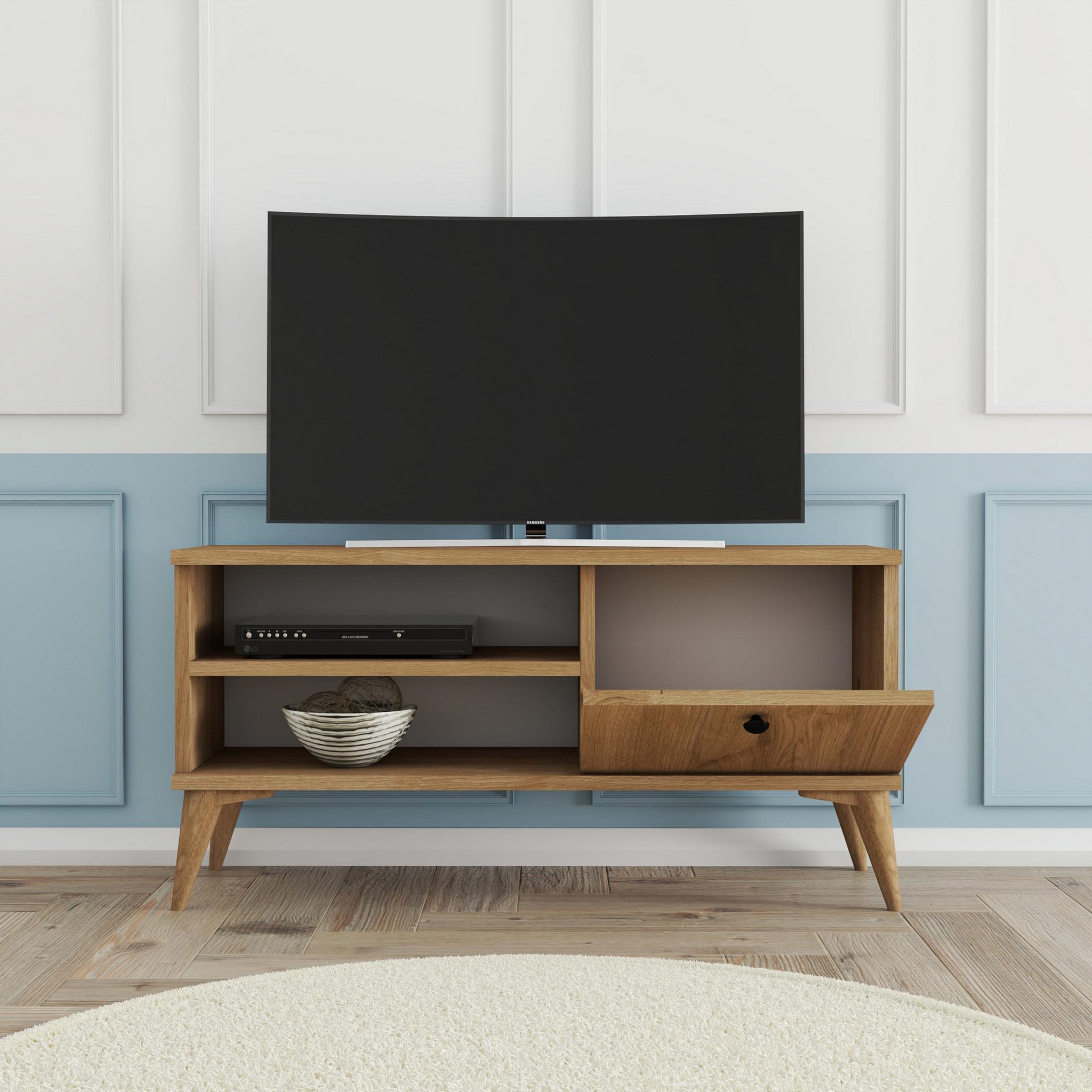 Voir la diapositive 4 : Habitat et Jardin Meuble tv en bois  retro  - 90 x 29 x 44 cm - chêne