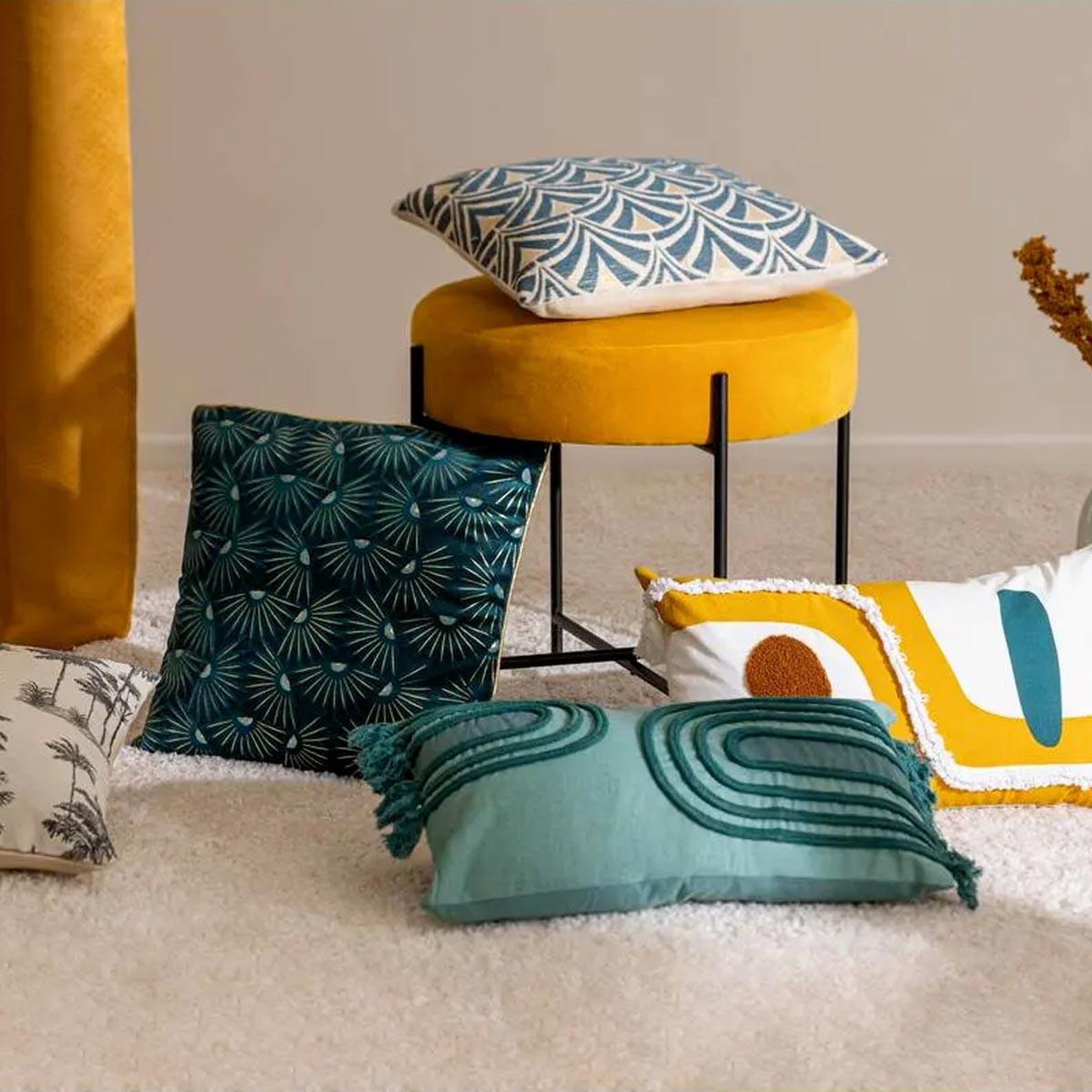 Voir la diapositive 4 : ATMOSPHERA Housse de coussin  feel  40x40cm bleu canard