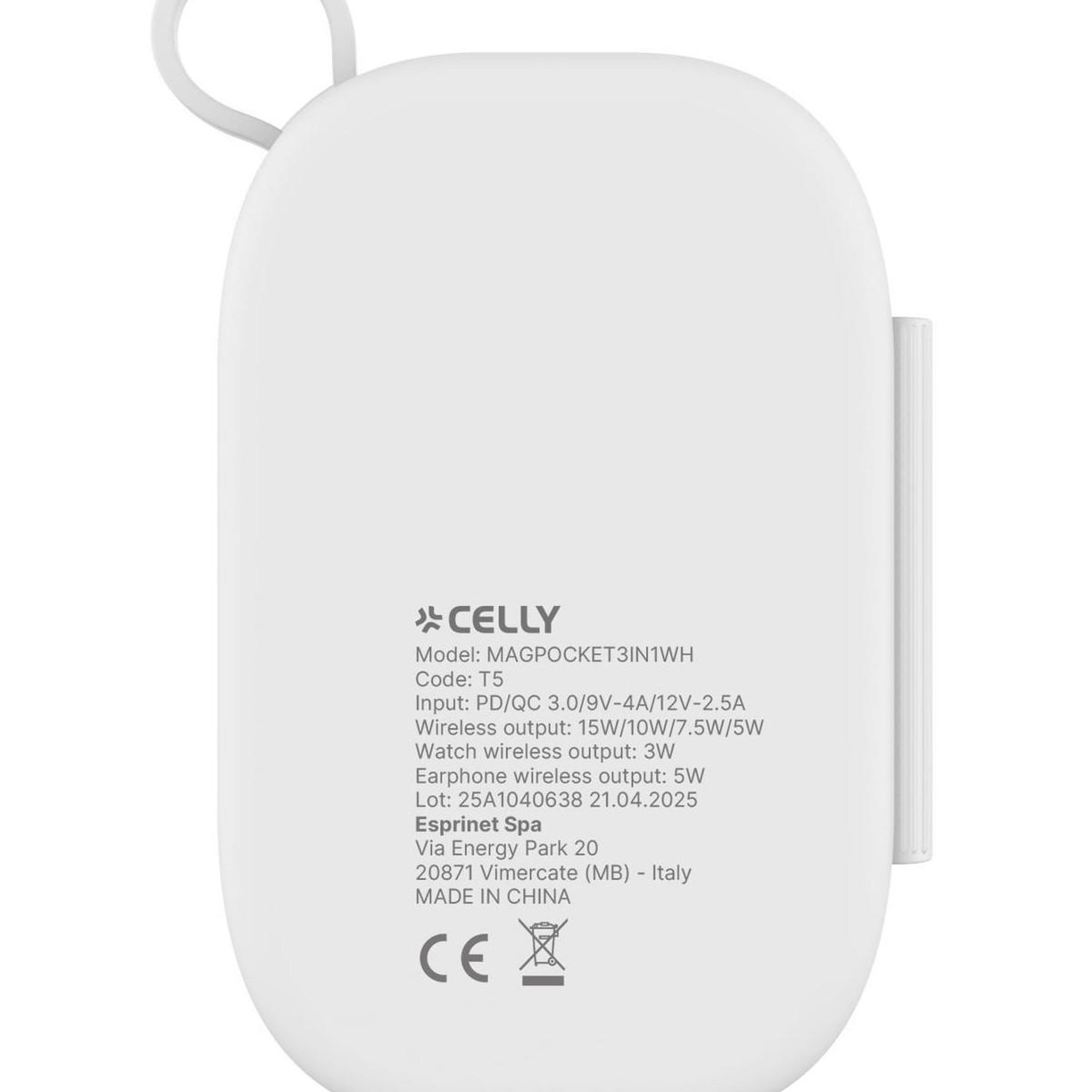 Voir la diapositive 3 : CELLY Celly MAGPOCKET3IN1WH chargeur d'appareils mobiles Casques, Smartphone, Smartwatch Blanc USB Recharge sans fil Charge rapide Intérieure