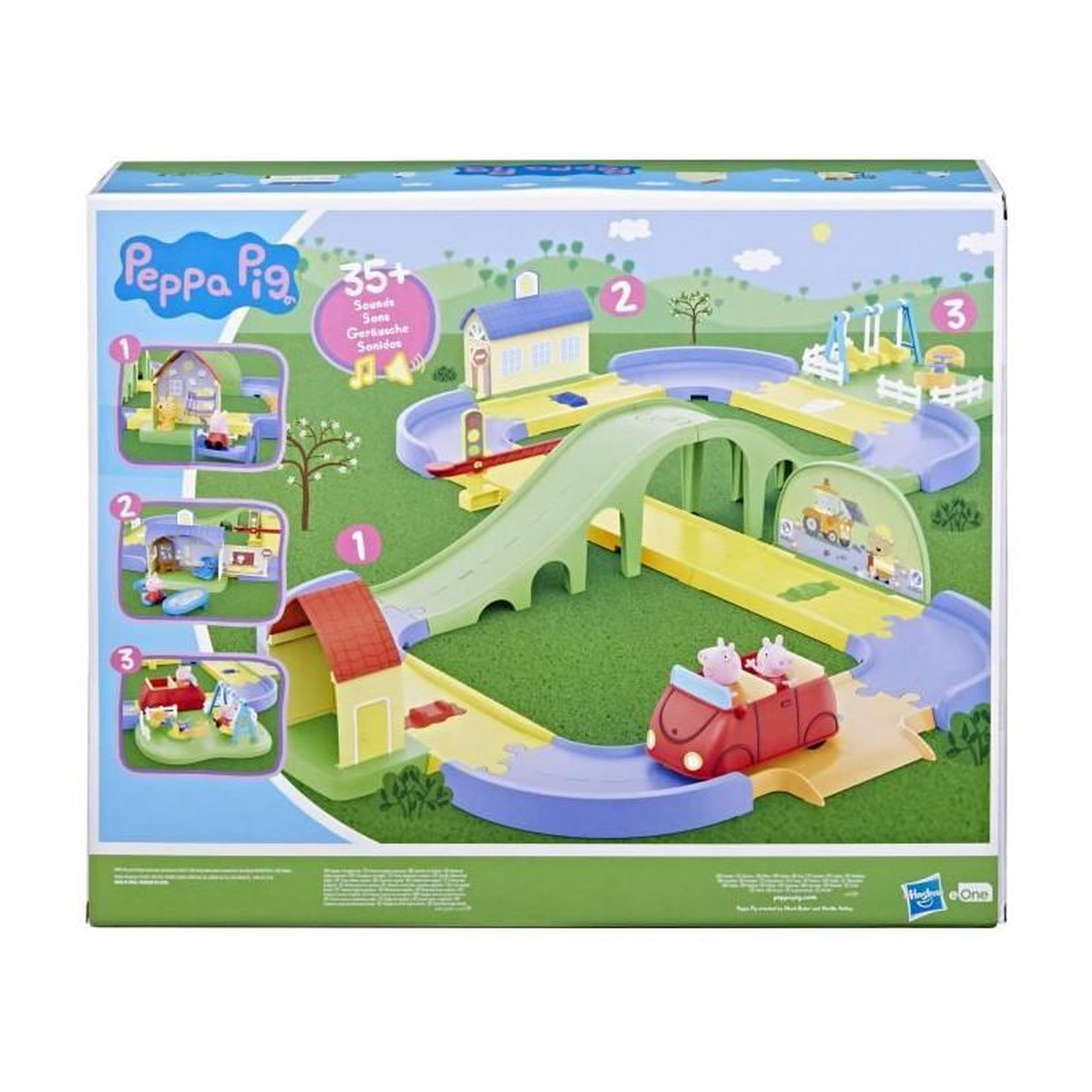 Voir la diapositive 3 : Peppa Pig Peppa Pig Le circuit en ville de Peppa avec route modulable, inclut véhicule et 1 figurine, +35 sons, a partir de 3 ans