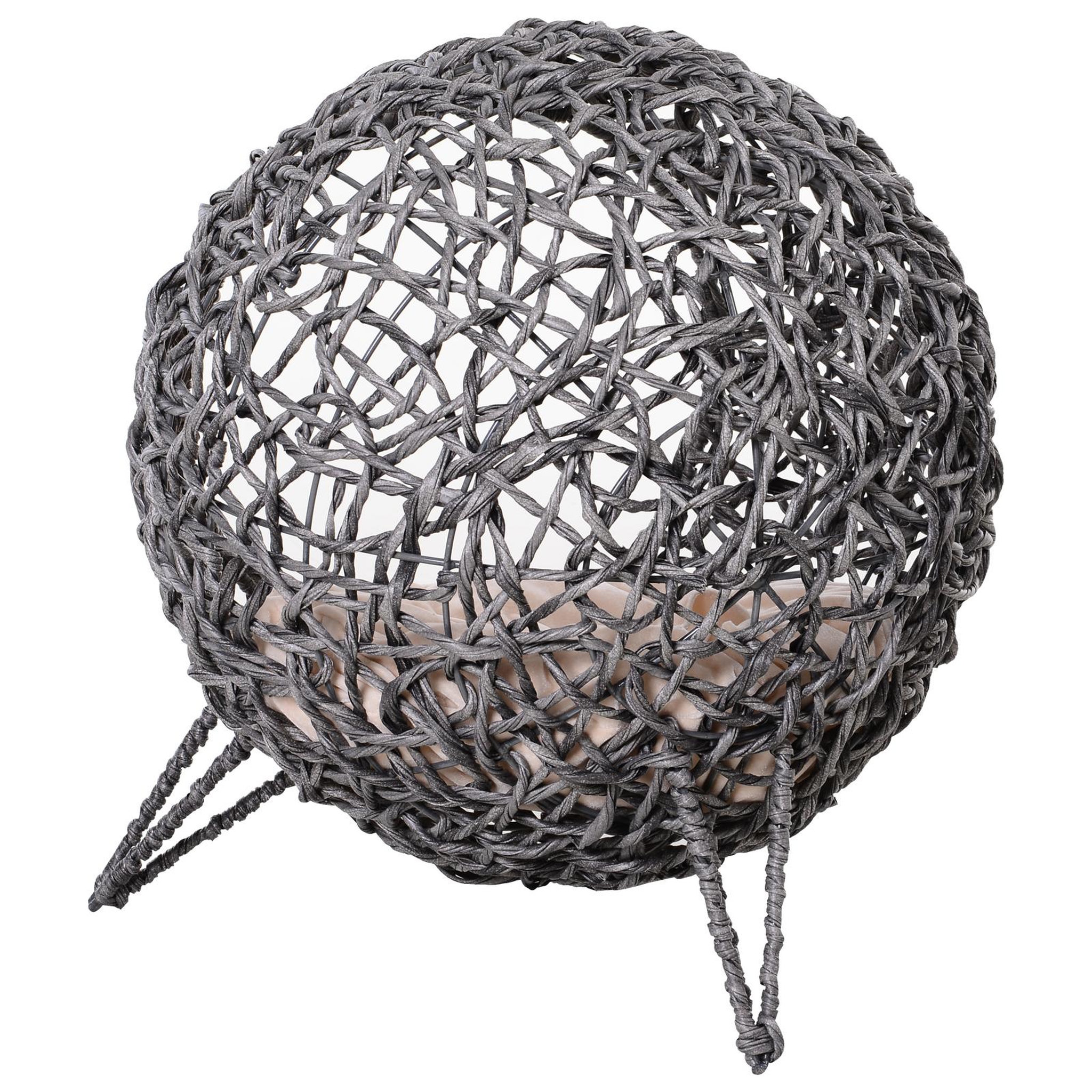 Voir la diapositive 4 : PAWHUT Pawhut panier chat lit chat cosy grand confort dim. Ø 52 x 58h cm coussin moelleux beige inclus résine tressée imitation rotin gris