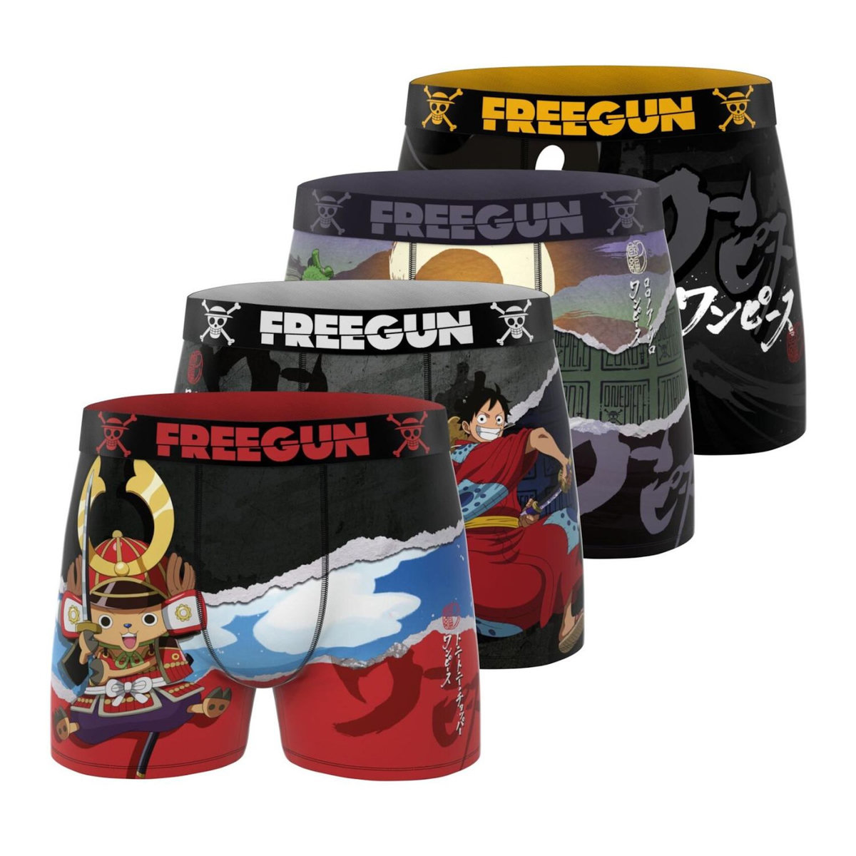 FREEGUN Lot de 4 boxers enfant One Piece