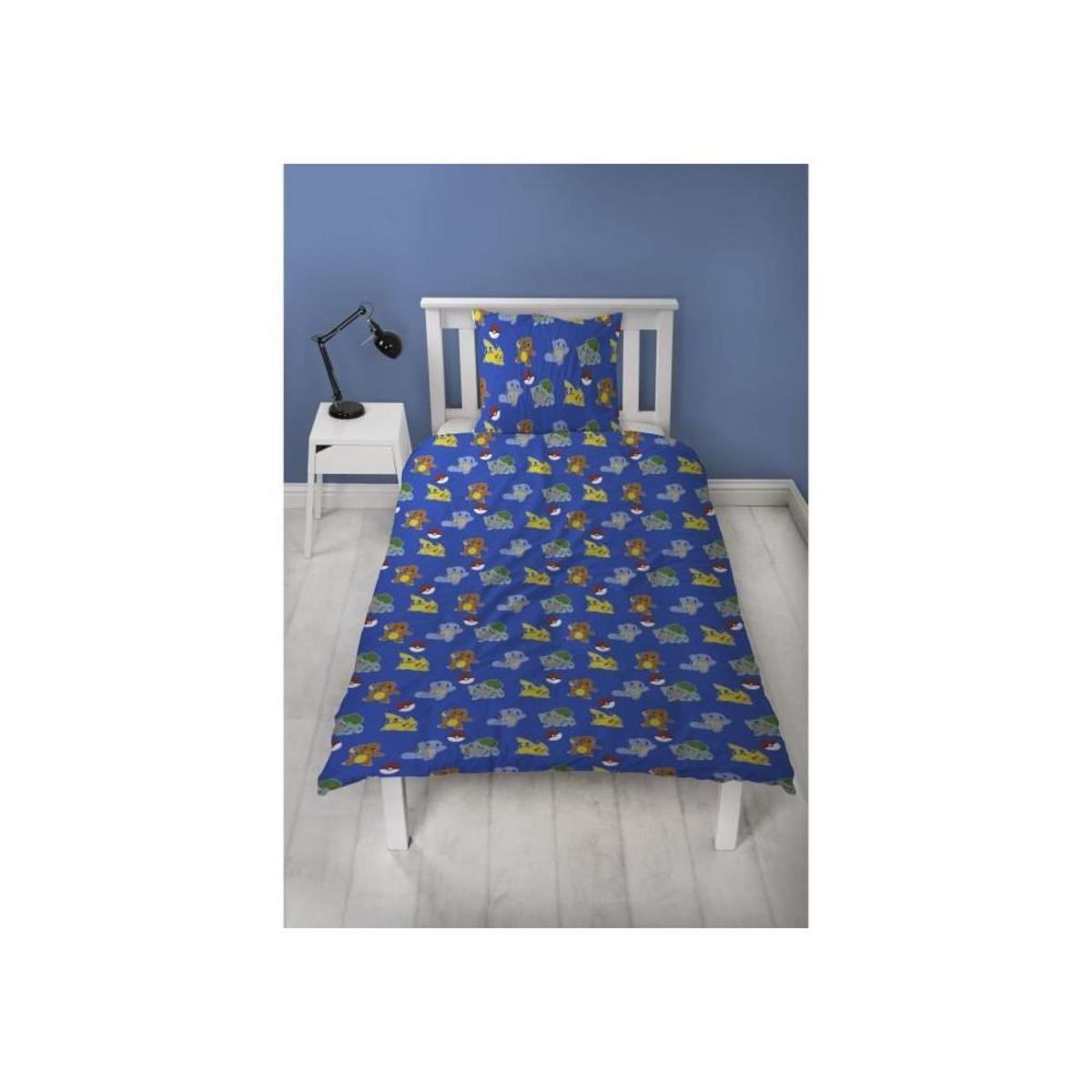 Pokemon Parure de lit - POKEMON - Pikachu et Starter 1G V - Microfibre - 1 housse de couette 140 x 200 cm + 1 taie 63 x 63 cm