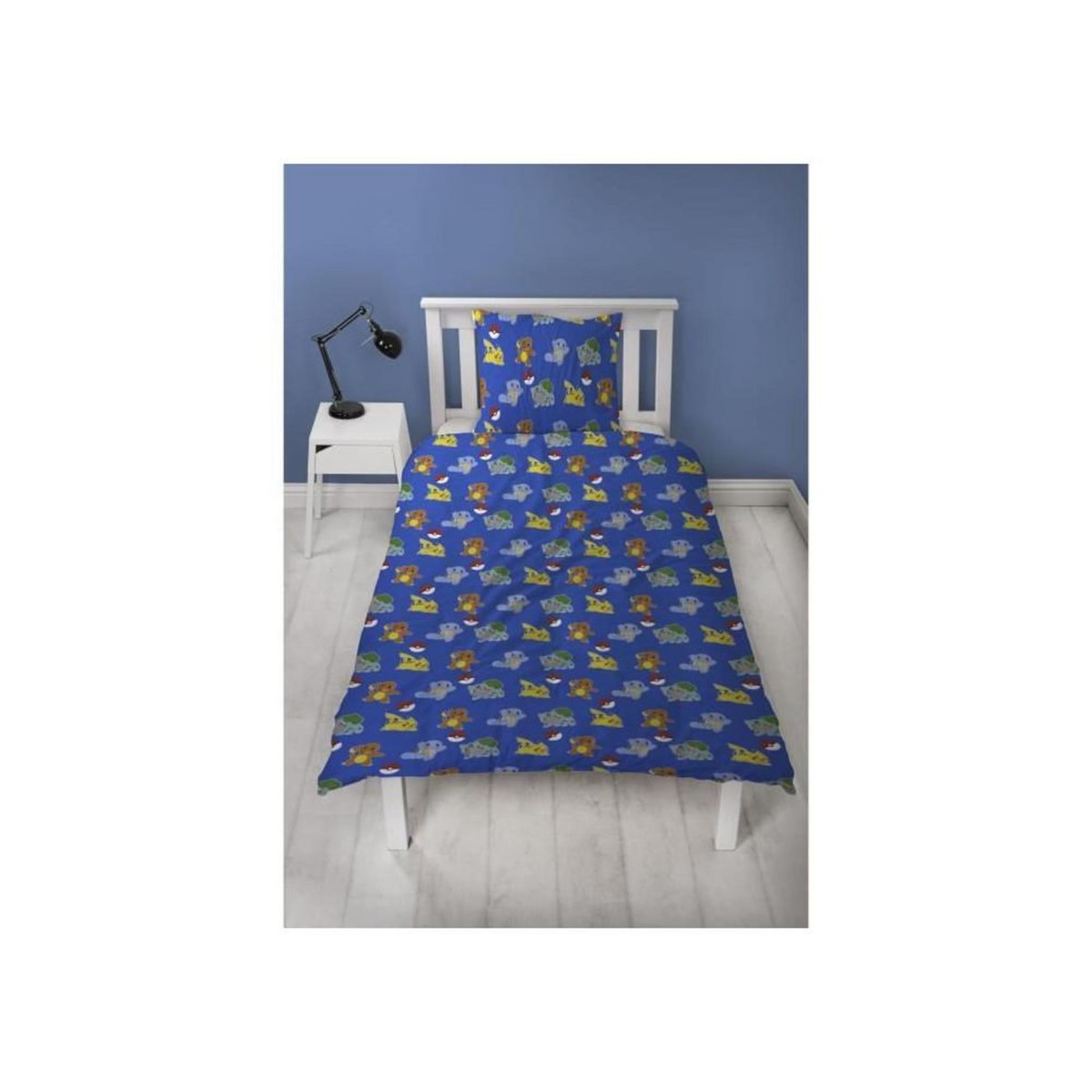 Pokemon Parure de lit - POKEMON - Pikachu et Starter 1G V - Microfibre - 1 housse de couette 140 x 200 cm + 1 taie 63 x 63 cm