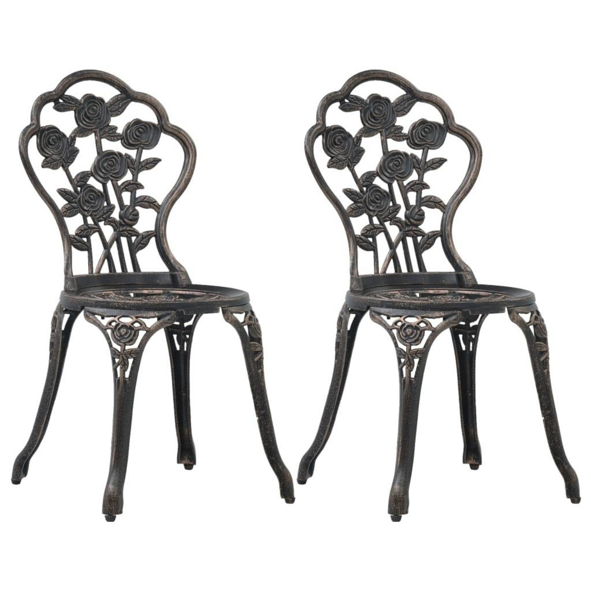VIDAXL Chaises de bistro lot de 2 Bronze Aluminium coule