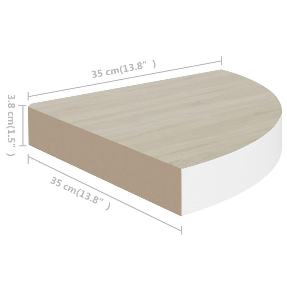 VIDAXL Etageres d'angle murales 2 pcs Chene et blanc 35x35x3,8 cm MDF