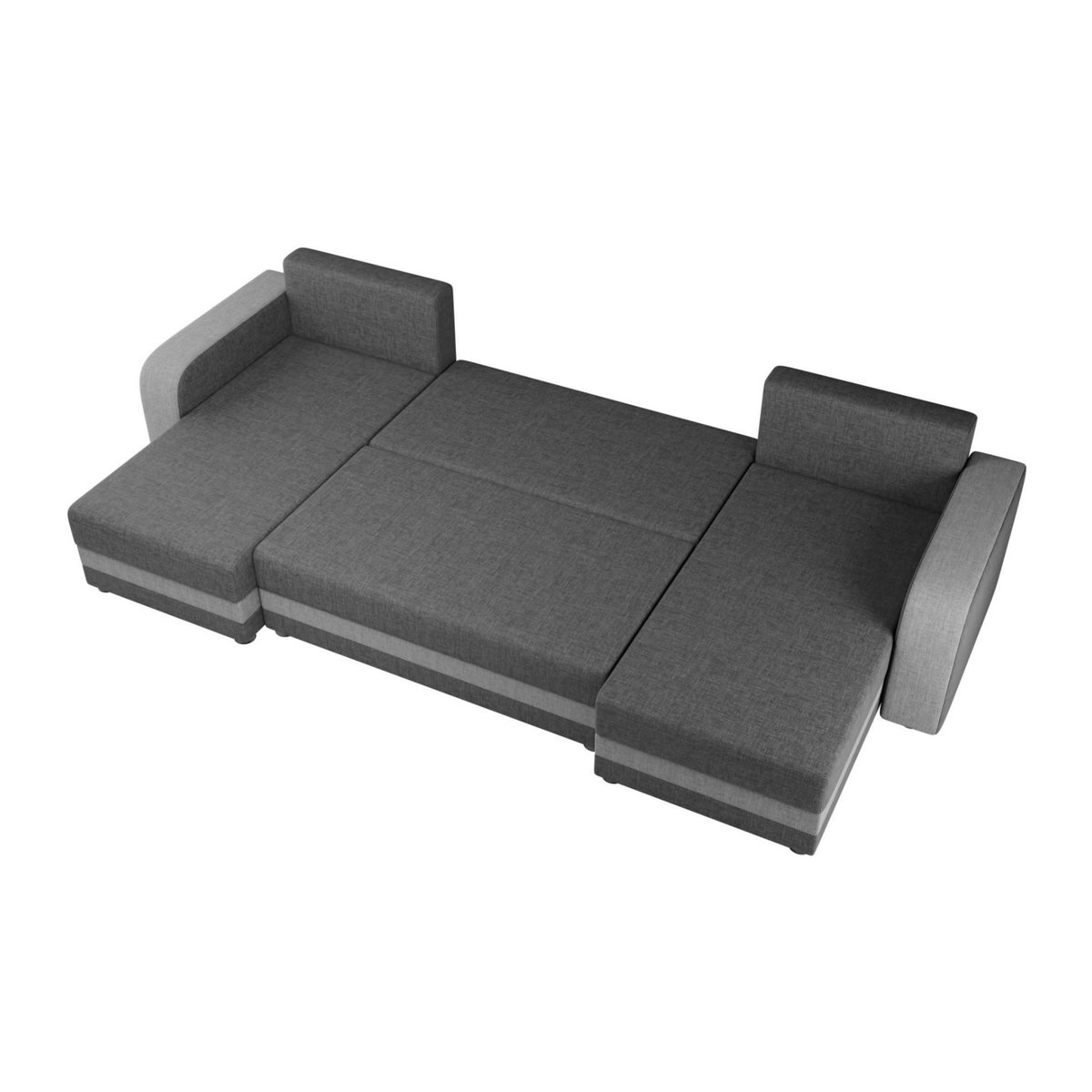 BEST MOBILIER Harvey - canapé panoramique en u 7 places convertible avec coffre en tissu bicolore