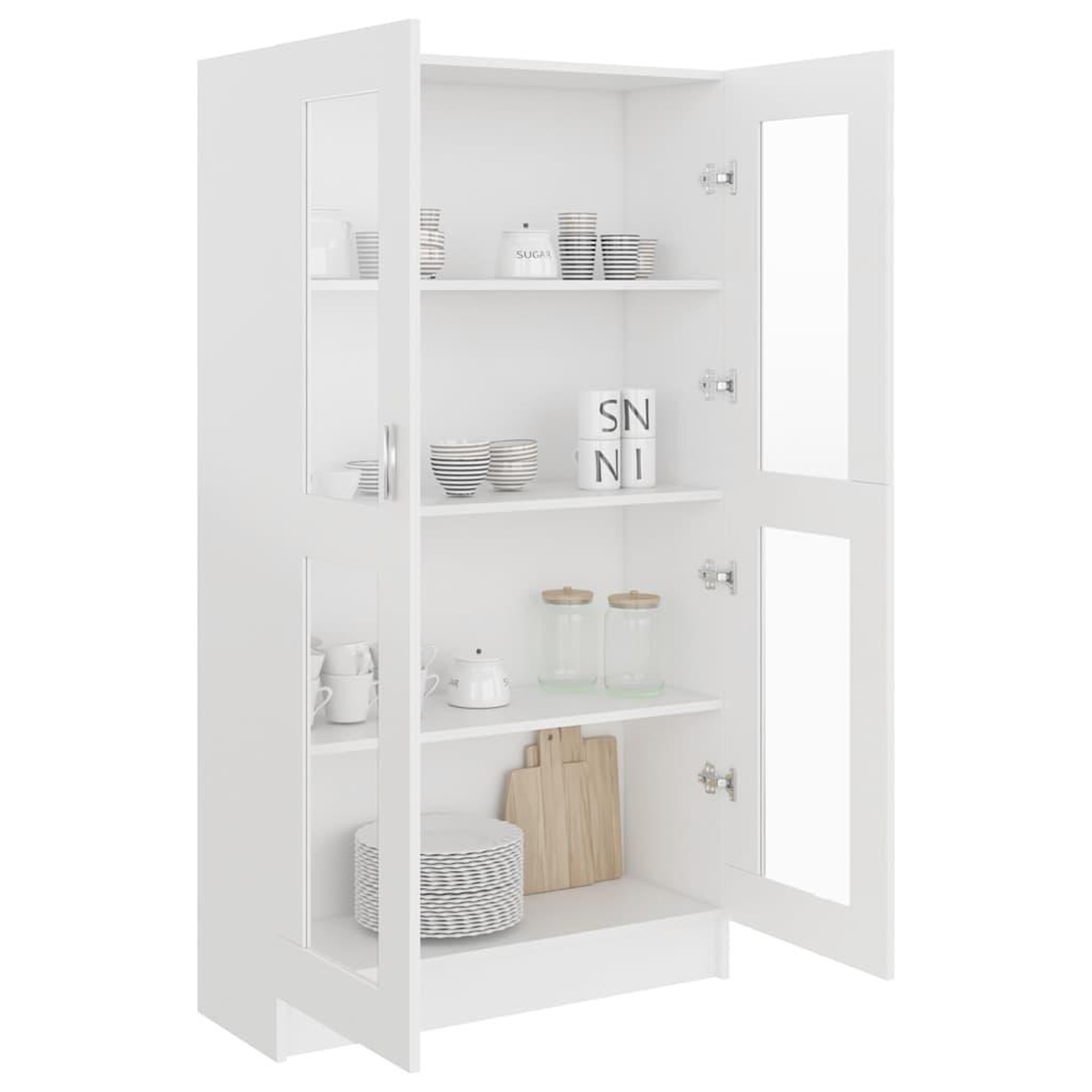 Voir la diapositive 4 : VIDAXL Armoire a vitrine Blanc 82,5x30,5x150 cm Bois d'ingenierie