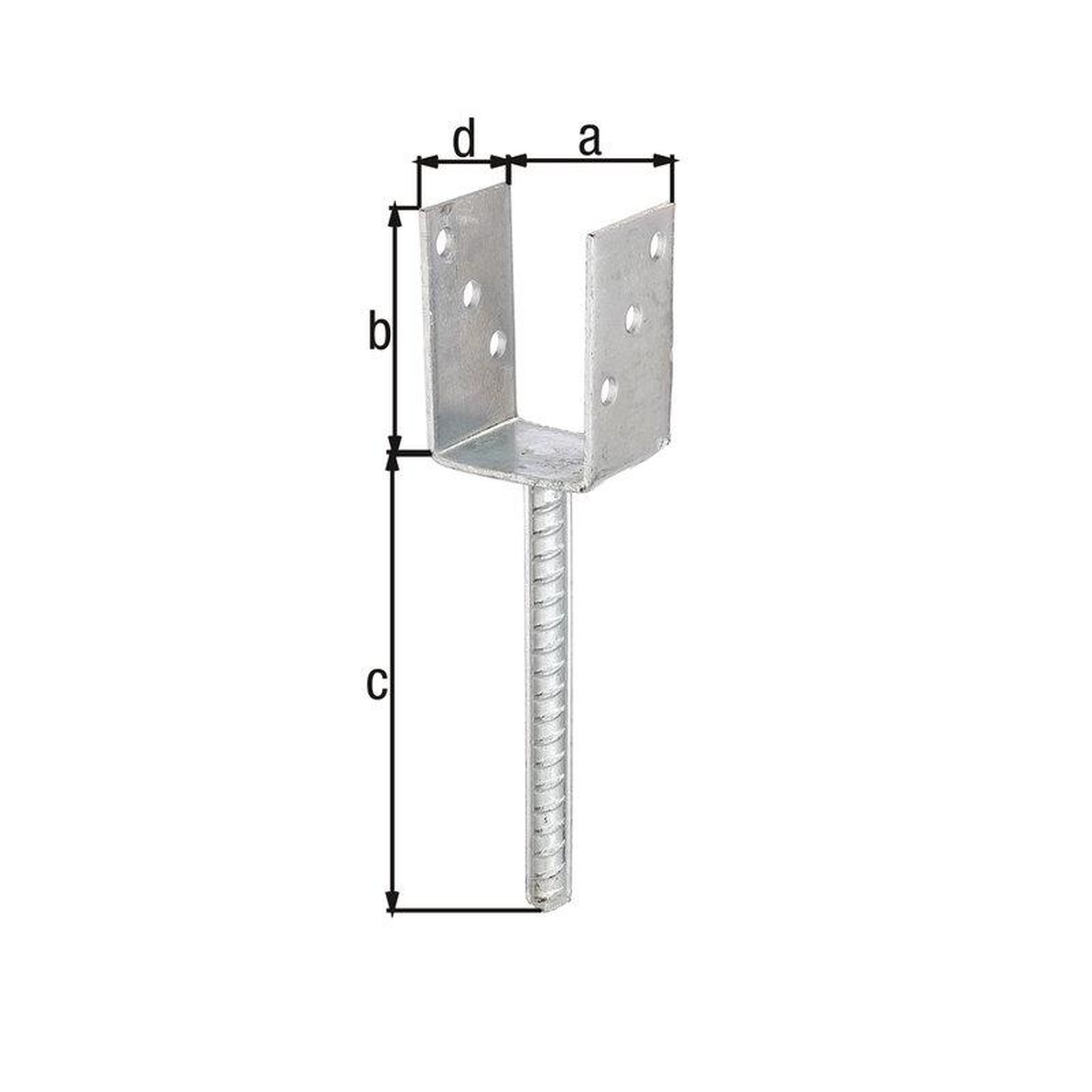 CENTRALE BRICO Ancre poteau U+tige canelée T327galvanisée à chaud à bétonner 71x100