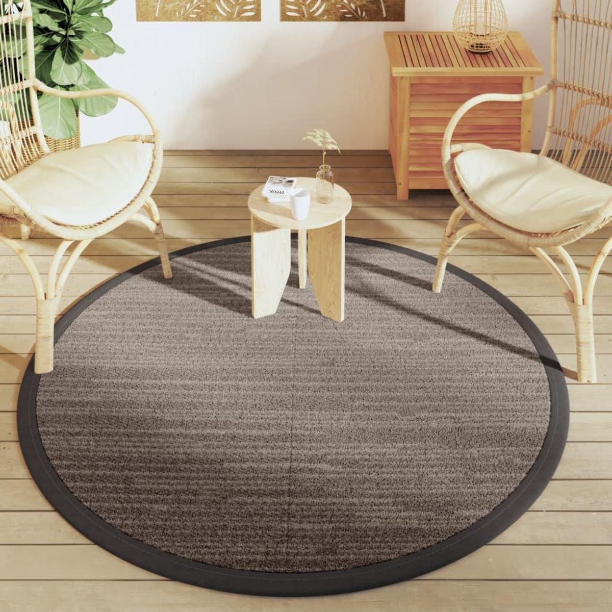 VIDAXL Tapis d'exterieur ARAKIL marron Ø160 cm PP