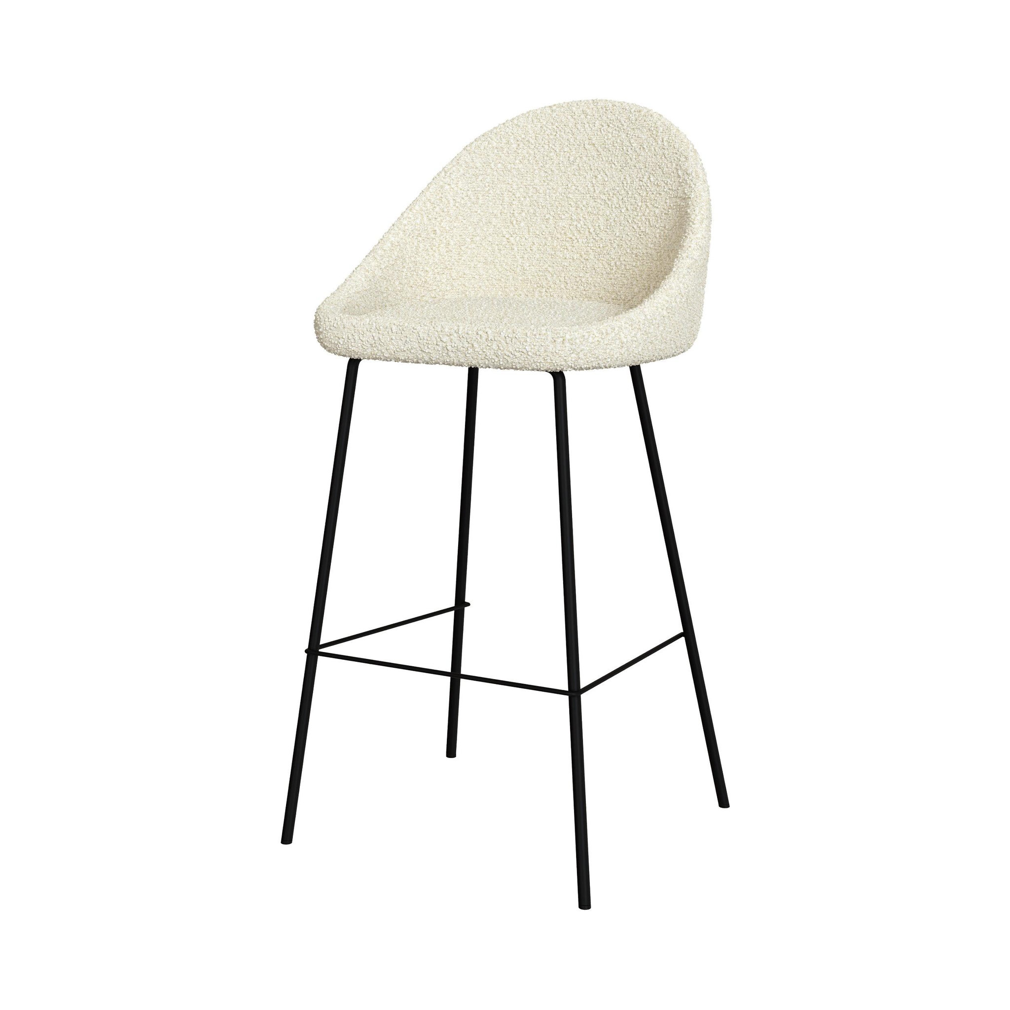Voir la diapositive 6 : MAISON PAVANE Lot de 2 chaises de bar en tissu bouclette blanche 75 cm-misty