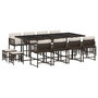 Voir la diapositive 2 : VIDAXL Ensemble a manger de jardin avec coussins 13 pcs marron rotin