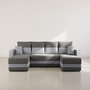 Voir la diapositive 6 : BEST MOBILIER Harvey - canapé panoramique en u 7 places convertible avec coffre en tissu bicolore
