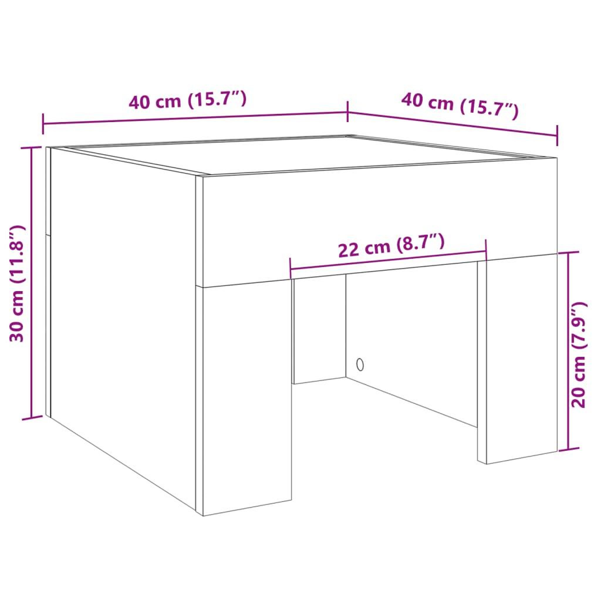 Voir la diapositive 6 : VIDAXL Table de chevet avec LED infini chene sonoma 40x40x30 cm