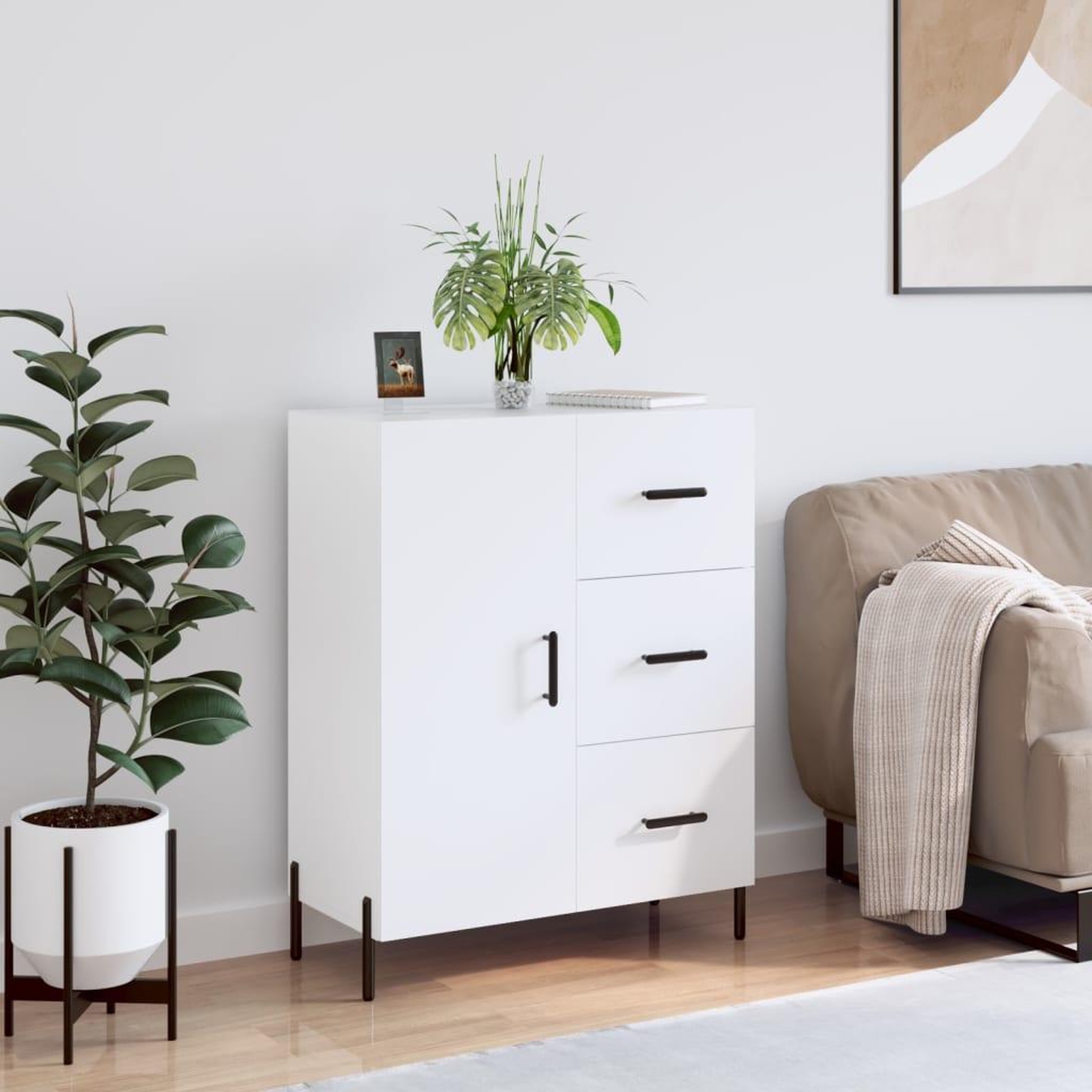 VIDAXL Buffet Blanc brillant 69,5x34x90 cm Bois d'ingenierie